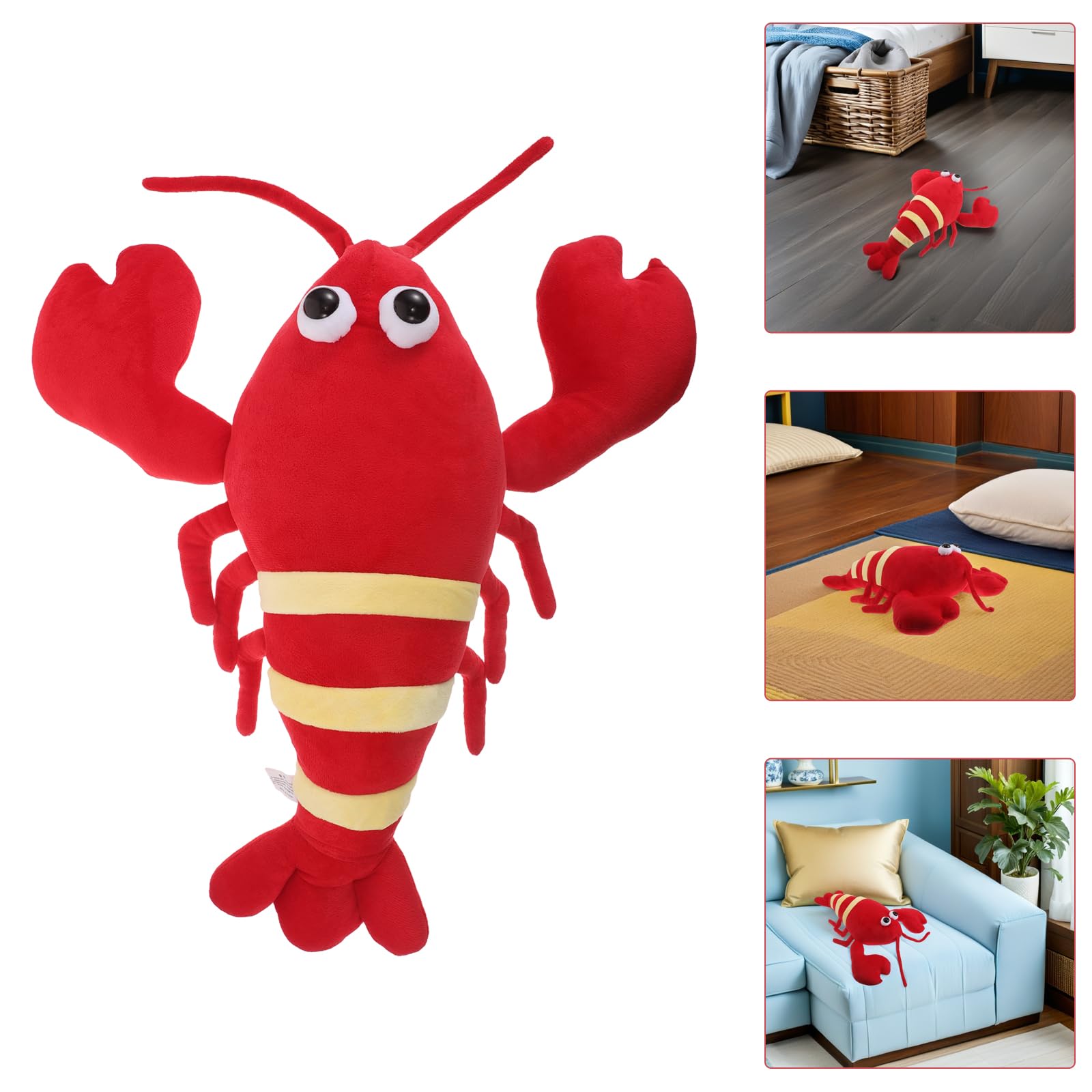 SHINEOFI Cuscino Peluche a Forma di Aragosta 60 Cm Morbido Imbottito in Lanugine e Cotone Pp, Decorazione Casa e Ufficio, Giocattolo Educativo, Lavabile in Lavatrice