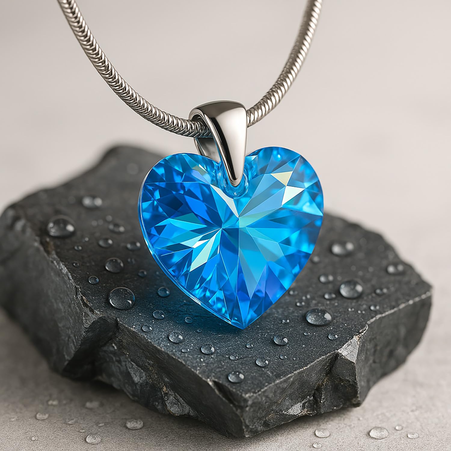 LILLY MARIE Collana In Argento Per Donna Con Pendente A Cuore Di Colore Blu