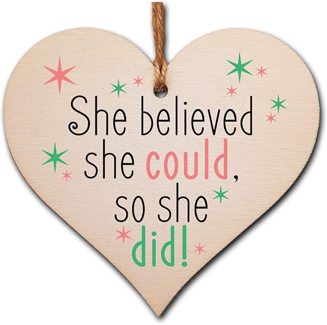 Handmade Wooden Hanging Heart Plaque Gift for Someone Special Inspirational Gift or Self Motivational Treat