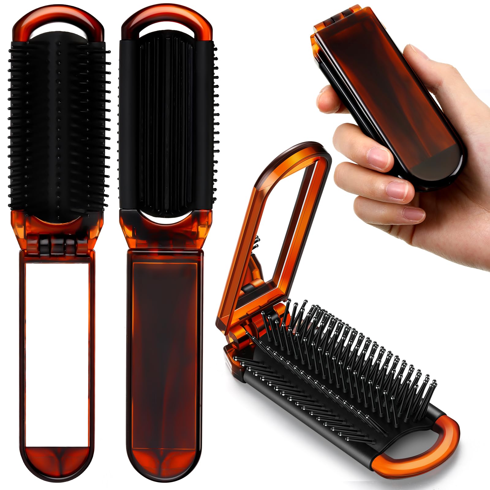 Amazon.com : Nuenen 4 Pcs Folding Hair Brush with Mirror Portable