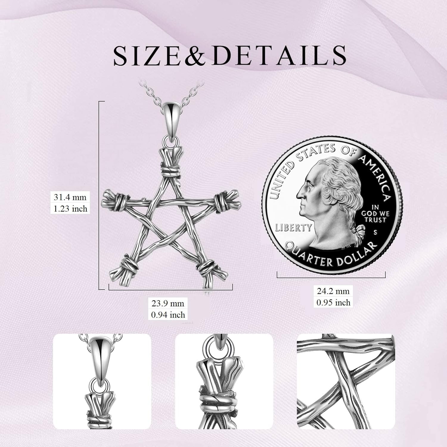 YFN Pentagram Necklace Sterling Silver Pentacle Necklace Star Necklace Wiccan Jewelry Gifts for Women Men Mother's Day - Image 4