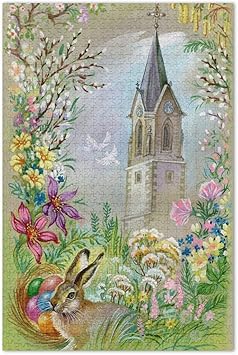 amazon com jigsaw puzzles 1000 pieces easter eggs bunny rabbit flowers jigsaw puzzle for adults educational intellectual decompressing fun game for family toys games