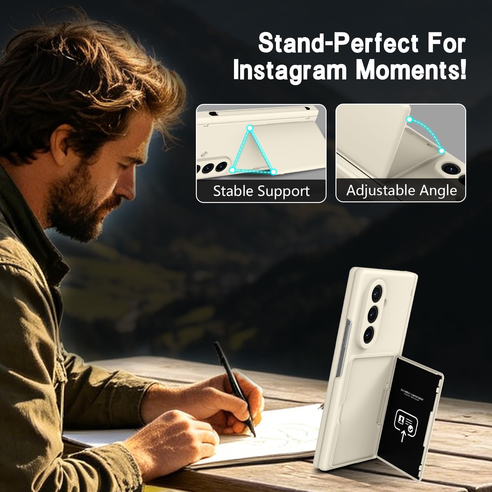 COQUE Etui na telefon Galaxy Z Fold 8 Ultra, odporne na uderzenia, z przegródką na karty i stojakiem, wbudowanym rysikiem i folią ochronną na wyświetlacz, etui na telefon komórkowy do Samsung Galaxy Z