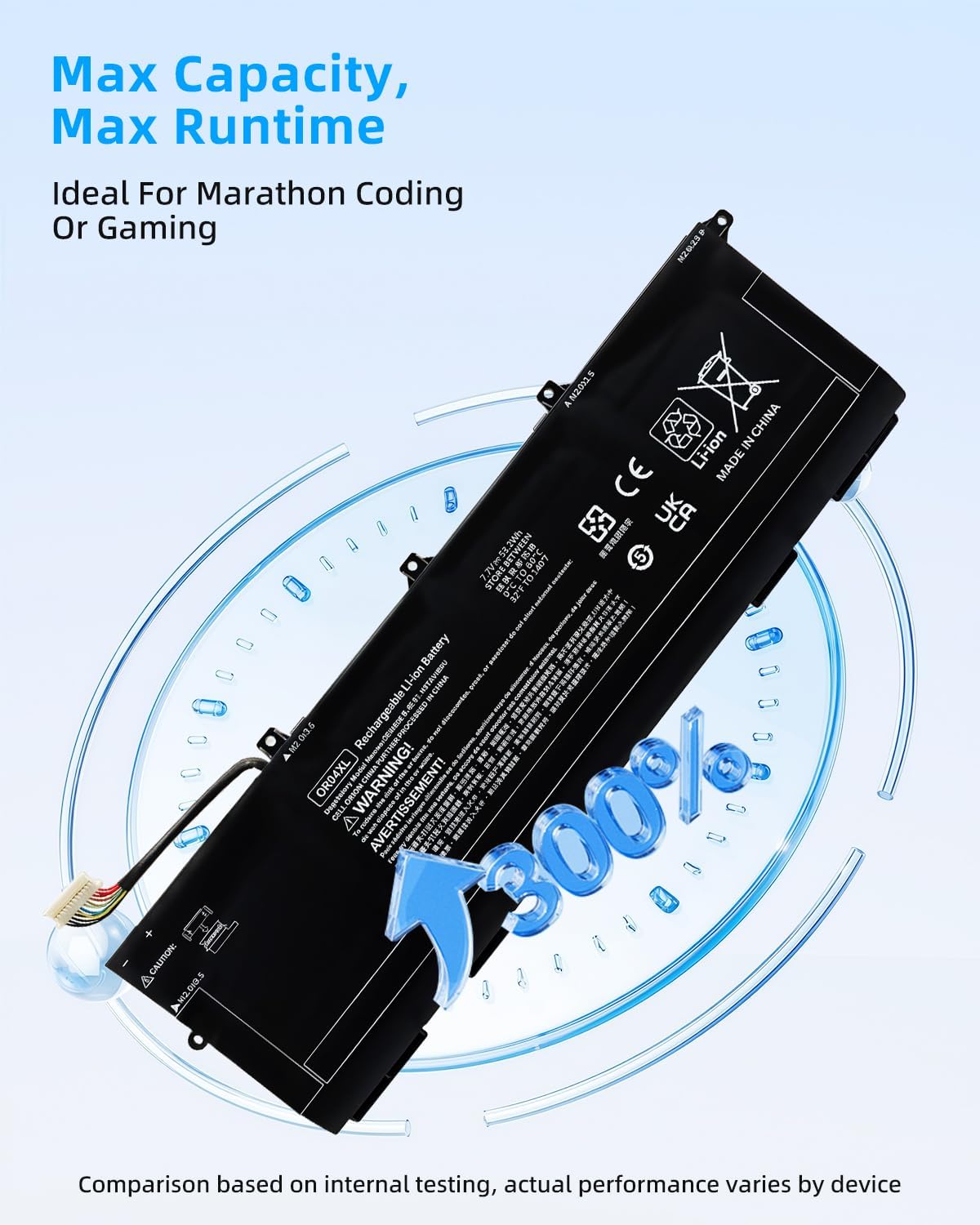 53.2Wh OR04XL HSTNN-IB8U Laptop Battery Compatible with HP EliteBook x360 830 G5 G6 Series Notebook HSTNN-DB9C L34449-002 L34449-005 L34209-1B1 L34209-2B1 7.7V 6562mAh High Performance