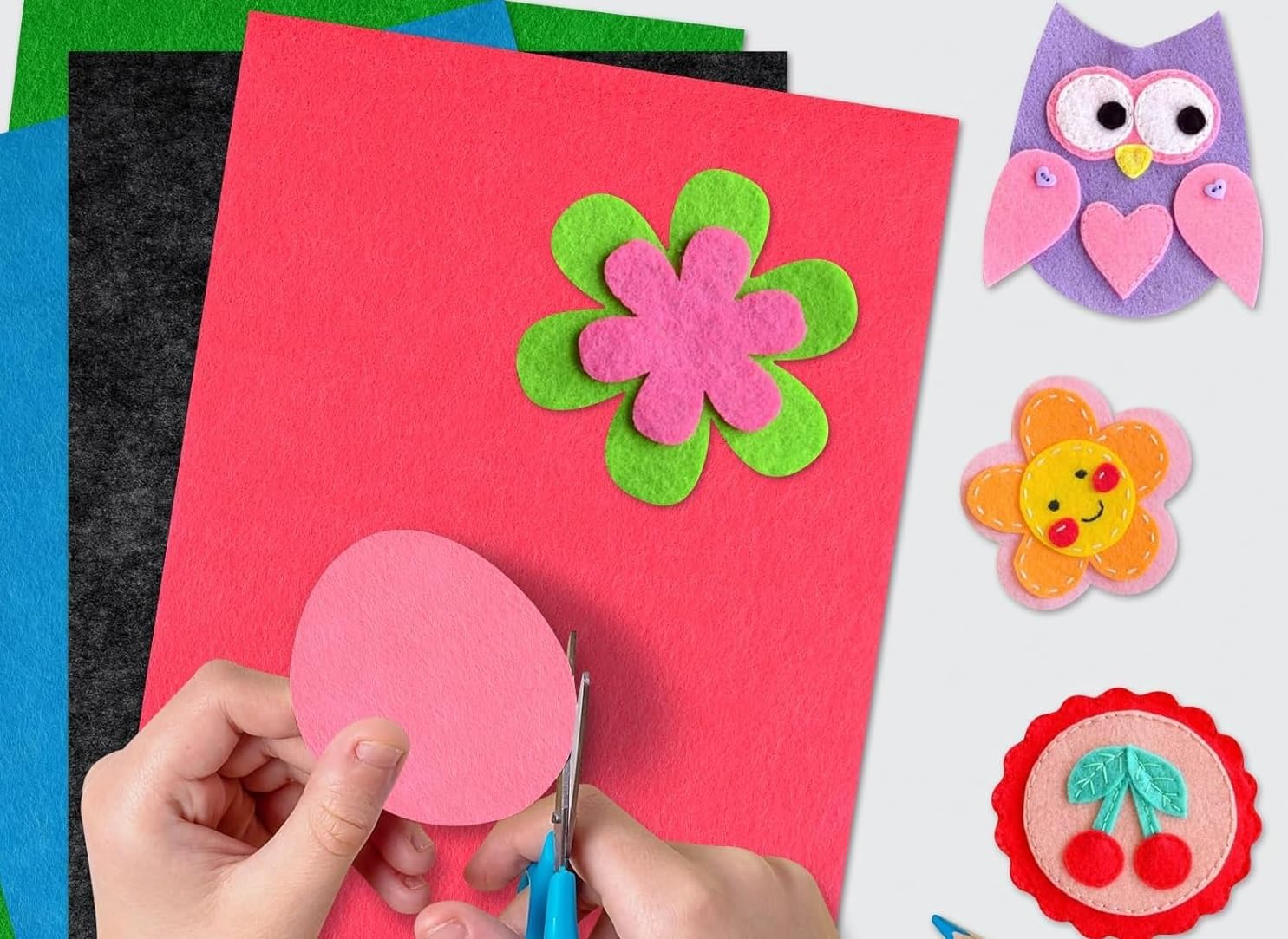 Premium Felt Fabric Sheets, 40 Pack, Multicolor Soft Felt, 8 x 12 Inches, 2mm Thickness for DIY Crafts Projects