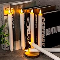 Vista 7 de Homemory 6 Pcs Wax Flameless Taper Candles with Remote Timer and Dimmer, White Candle Sticks Battery Operated, LED Window Candles with Flickering