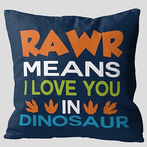 Rawr Means I Love You in Dinosaur - Fundas de almohada divertidas, bonitos y divertidos, funda de almohada decorativa de franela de 18 x 18 pulgadas