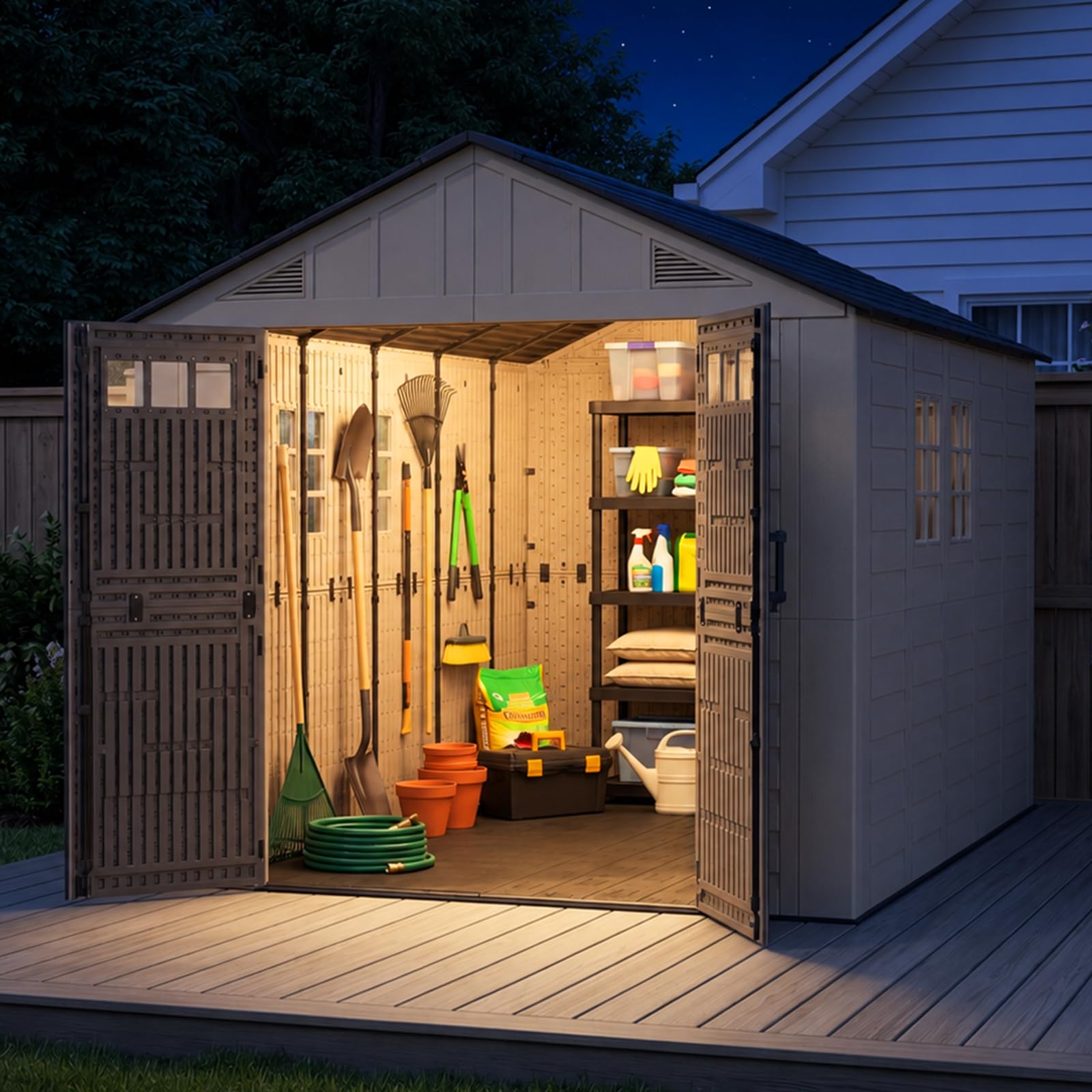LazySunsets 8x12 Ft Outdoor Storage Shed with Light