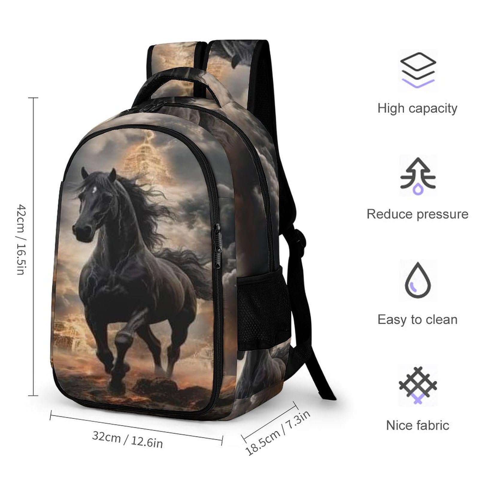 Pferd Kinderrucksäcke Pferd Schulrucksack Für Kinder Reiserucksäcke Büchertaschen Jungen Mädchen Schultasche One Size