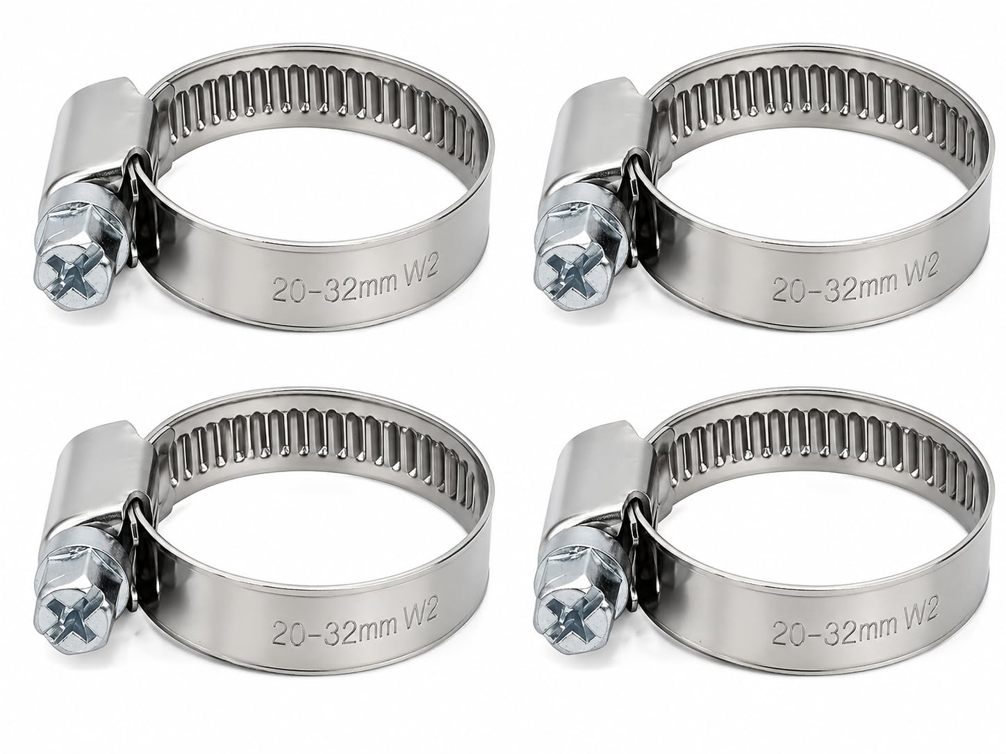 Stainless Steel Hose Clamps - 4 Pack -27