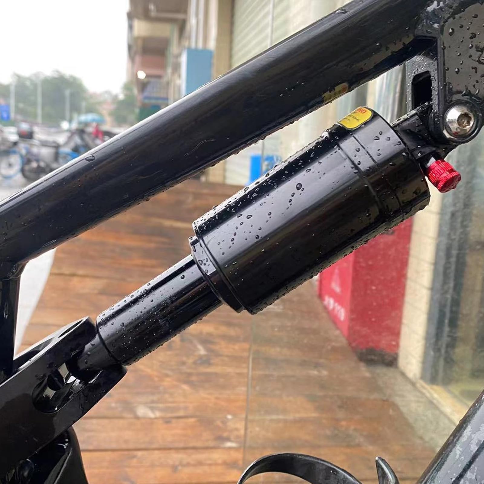 Fahrrad-Stoßdämpfer hinten, 100 mm, Aluminiumlegierung, verstellbare Luftfederung mit DU-Buchse für Mountainbikes und Falträder, leichter, langlebiger Stoßdämpfer für reibu