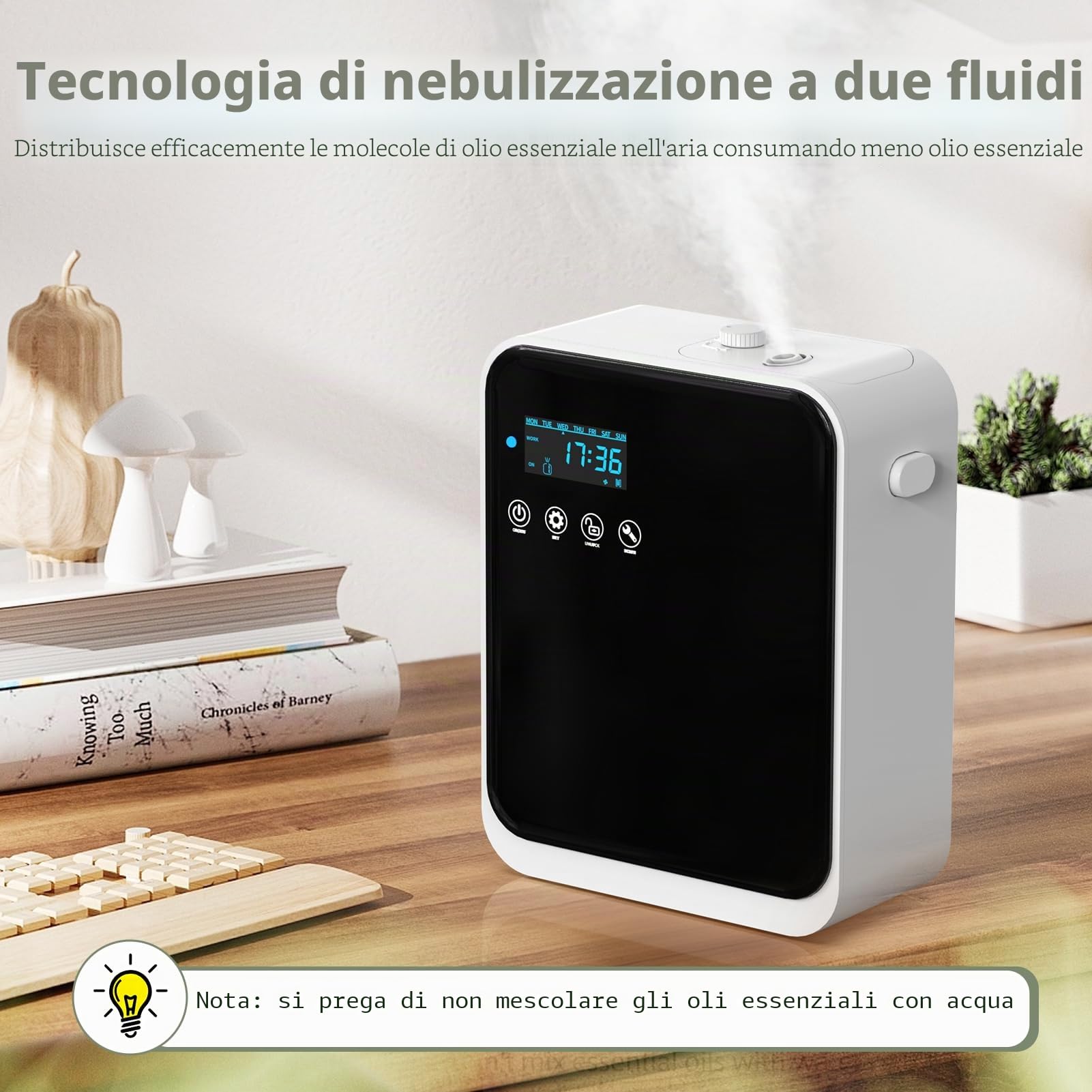 Smart Diffusore di Oli Essenziali 250ml Diffusore Di Aromi Controllo App Aromaterapia Vaporizzatore Oli Essenziali Ultra Silenzioso Diffusori Olio Essenziale Elettrico - Nero