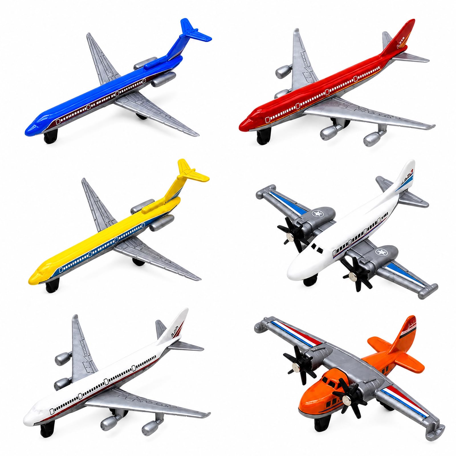 JeyFefv 6 Pcs Toy Aeroplane Set, Diecast Alloy Aeroplane Toys, Realistic Aircraft Models,Durable Alloy Construction, Suitable for Indoor and Outdoor Play, giving,Hand-eye coordination development