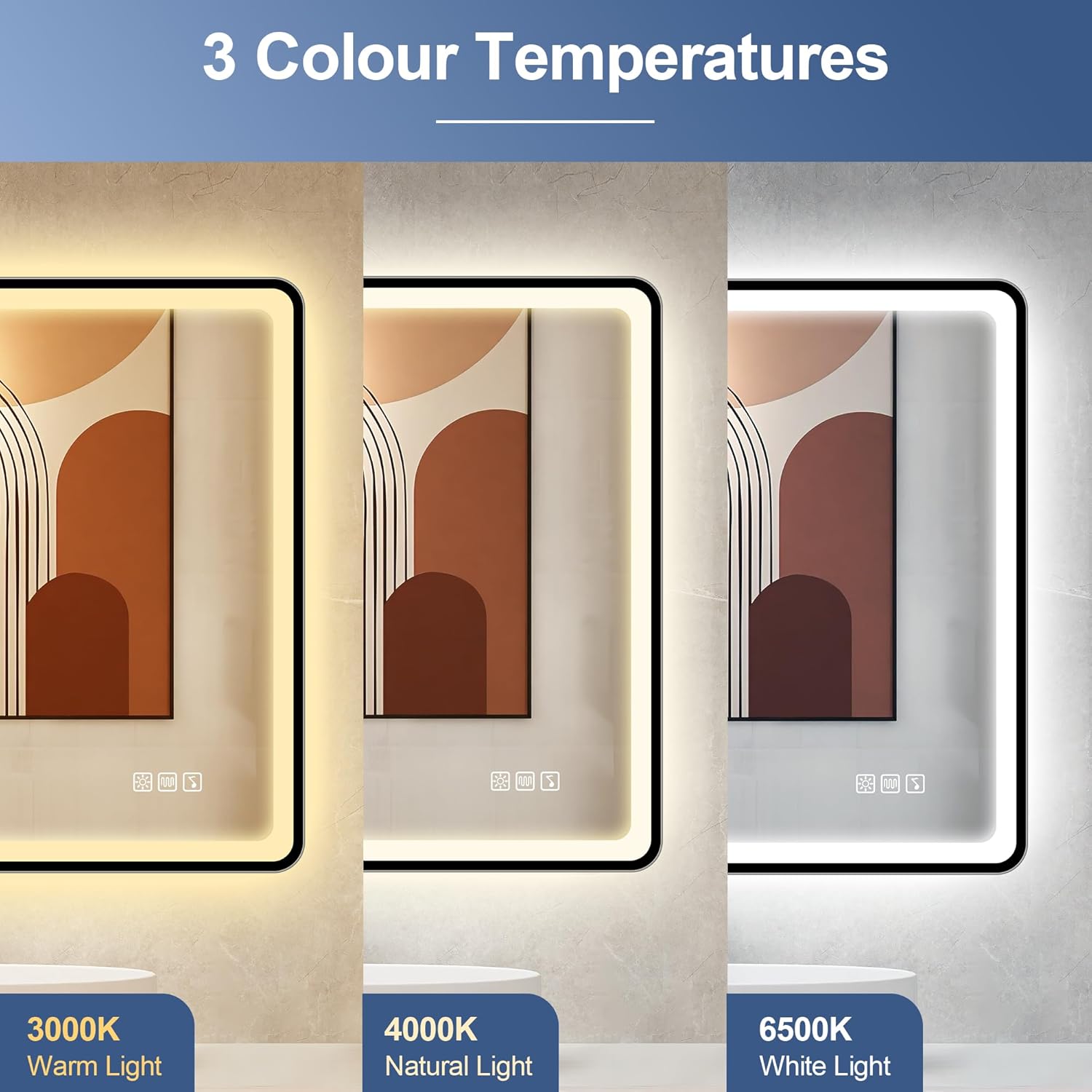 STARLEAD 24"x32" Black Frameless LED Bathroom Mirror with Bluetooth Speaker, 3 Color Temperature, Stepless Dimming, Anti-Fog, Touch Control, Wall-Mounted Vanity Mirror, Vertical or Horizontal