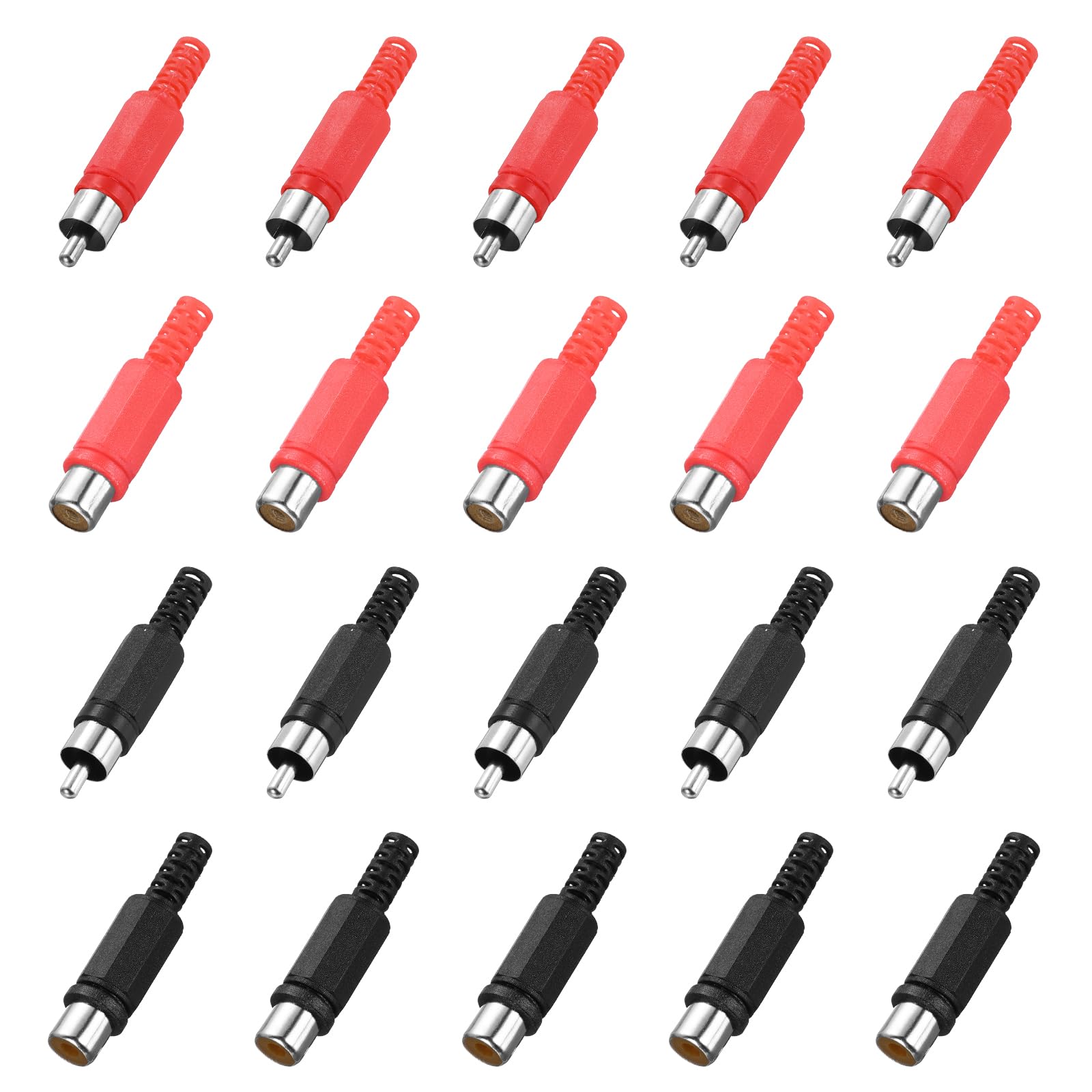 MECCANIXITY Lot de 20 adaptateurs de prise RCA mâle et femelle à tête rouge et noire 5,1 mm connecteur audio et vidéo (10 mâles et 10 femelles)