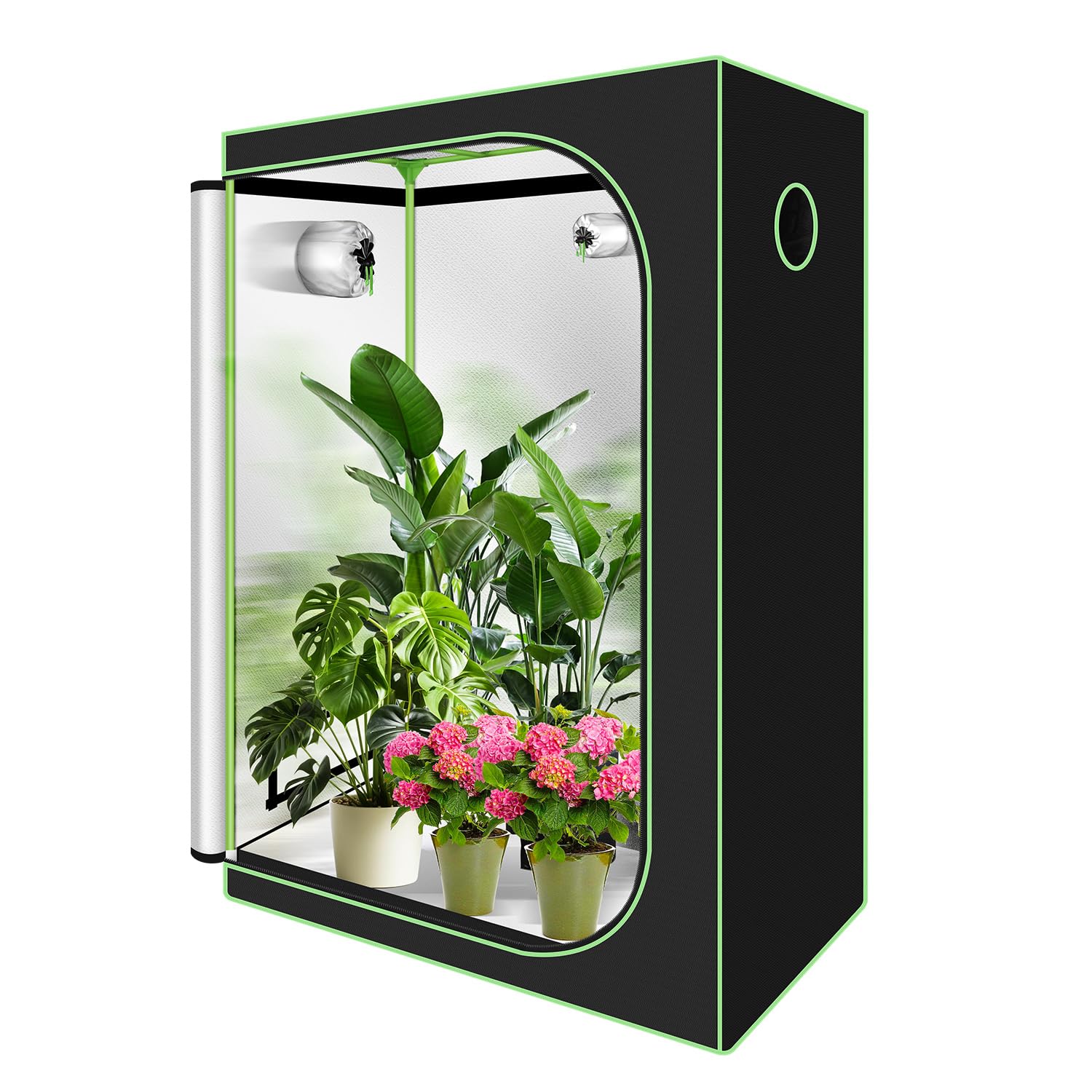 Grow Tent Growzelt 120x60x180cm, Lichtdicht und Wasserdicht Growschrank mit Beobachtungsfenster, Luftig Gewächshaus Growroom für Homegrowing, Indoor-Anbau