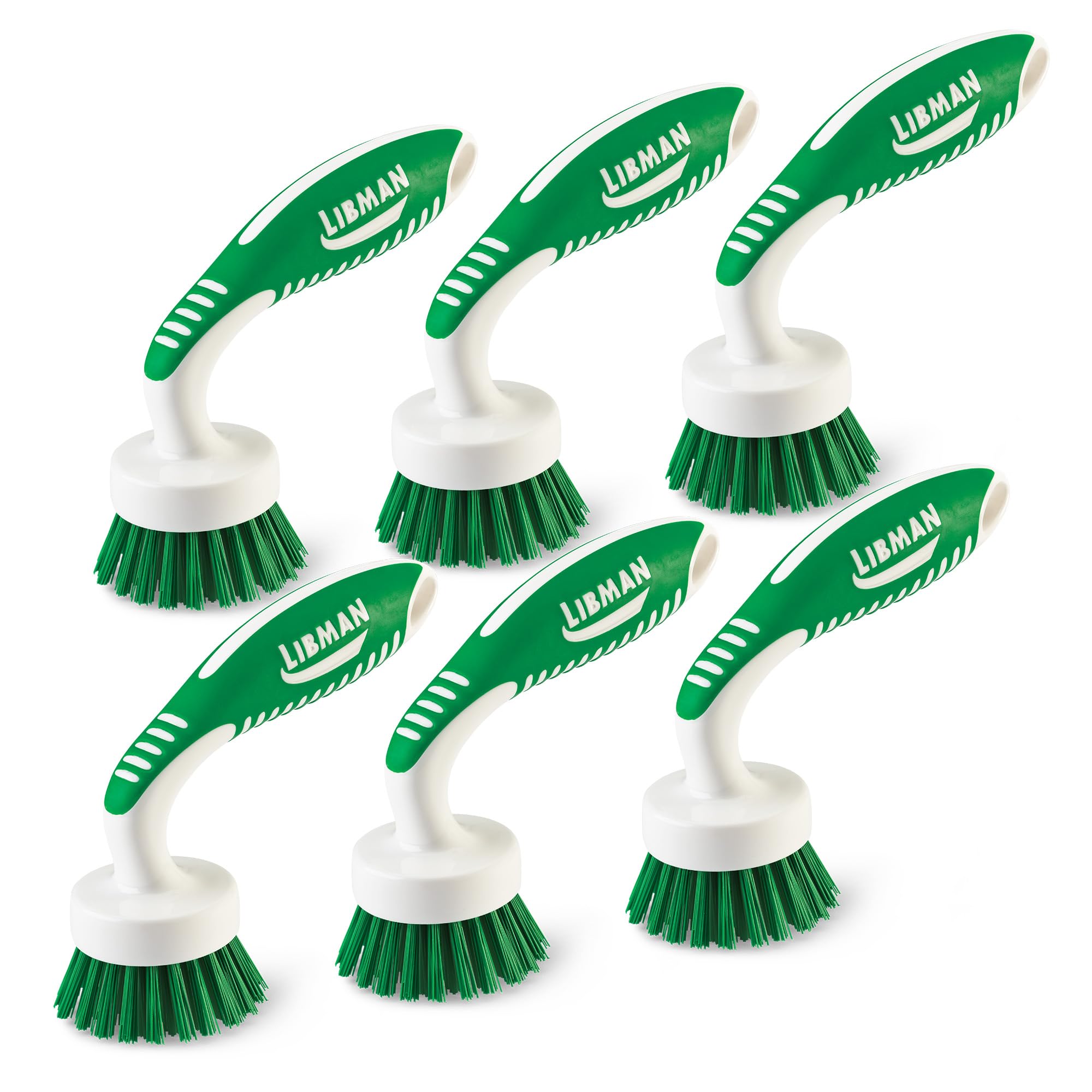 Libman Curved Kitchen Brush, Dishwasher Safe, 6 Pack
