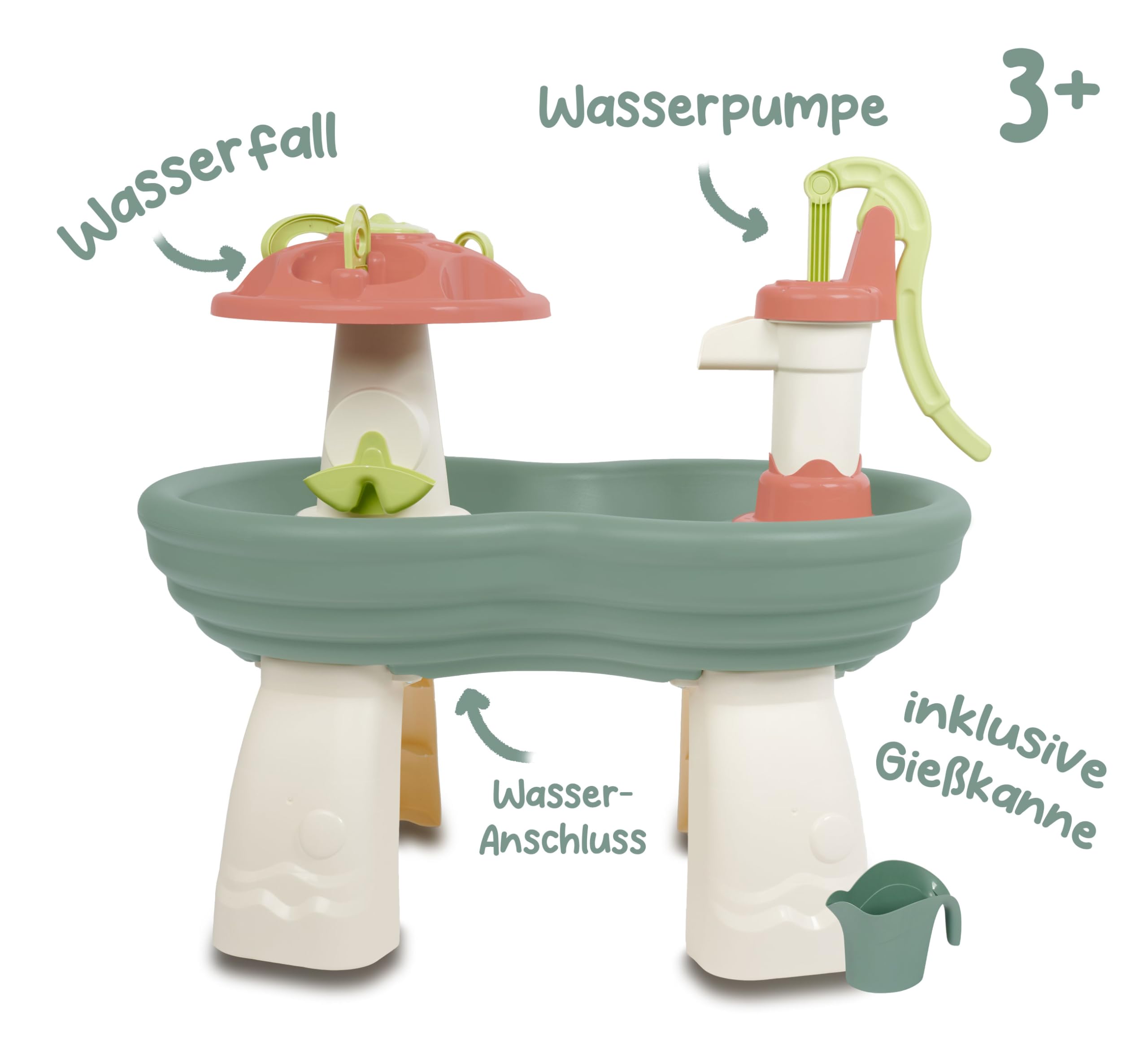 AquaPlay Wassertisch - großer Garten-Wasserspieltisch (100 x 56 x 90 cm), Wasserspielzeug mit Handpumpe, Schlauchanschluss, Spritzfunktion und Zubehör, für Kinder ab 3 Jahre