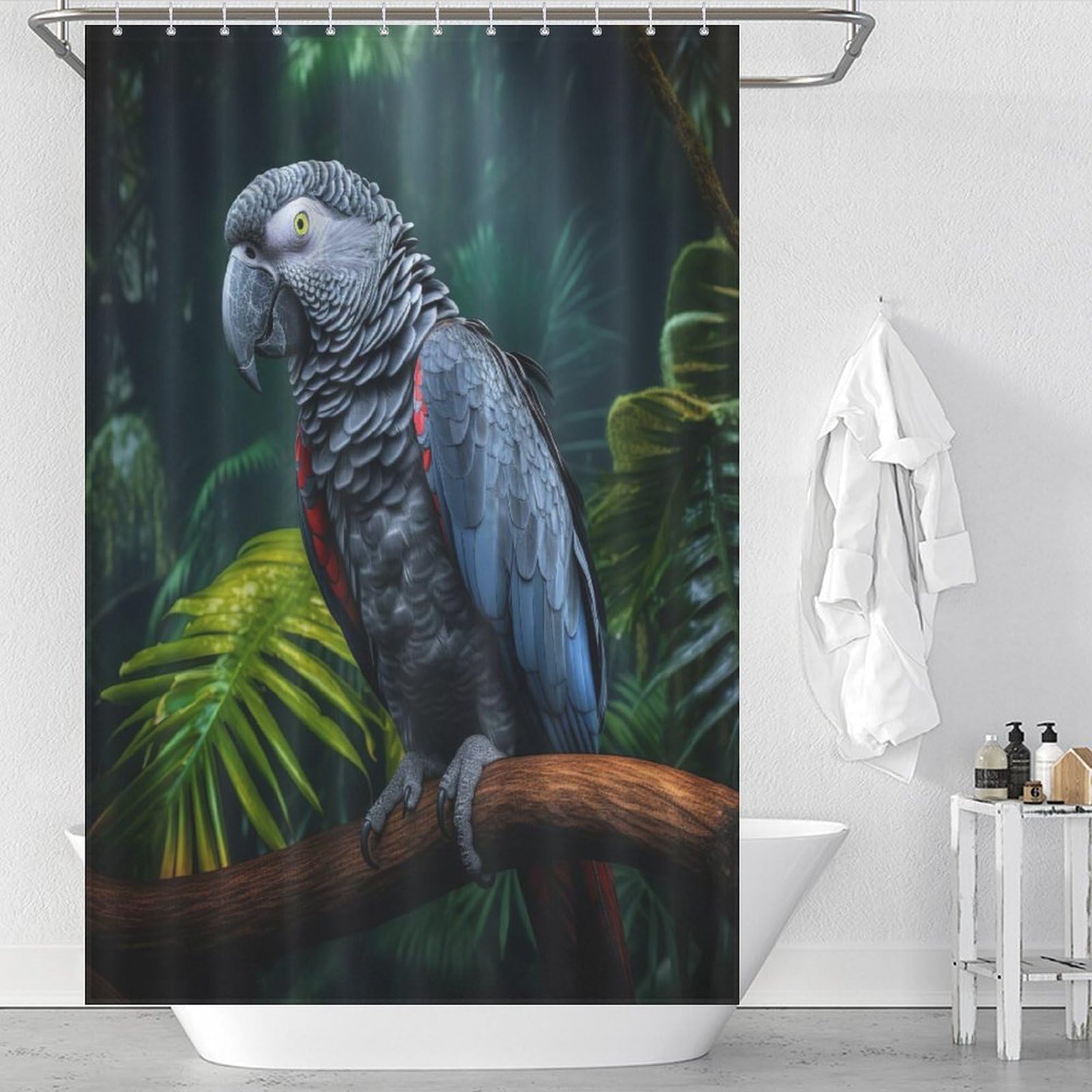 Perroquet rideau de douche en tissu haut de gamme lavable pour baignoire 122cm