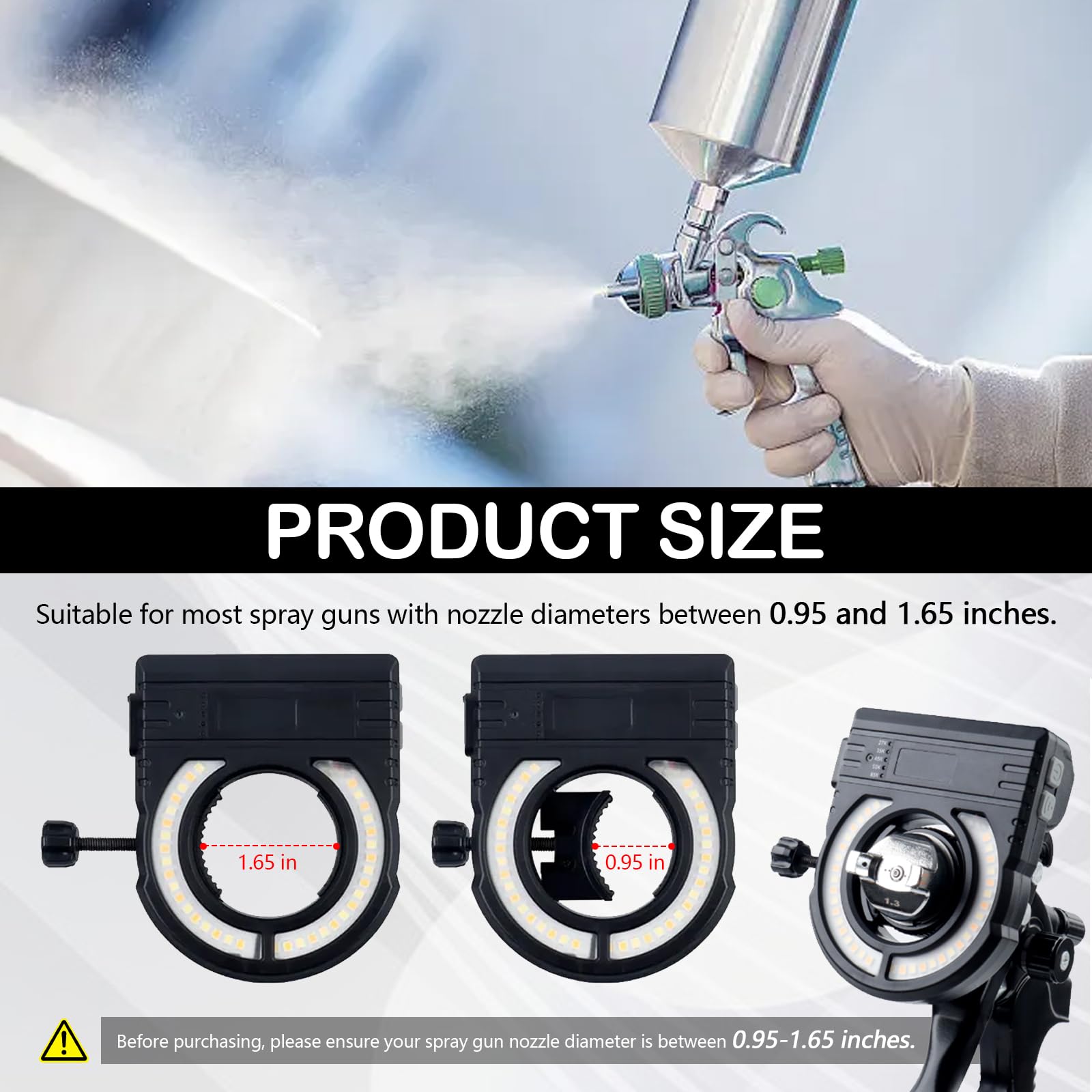 Lampe Led pour Pistolet à Peinture Automobile, 5 Niveaux de Température de Couleur (2700K-6500K) et 500/250 Lumens, Éclairage LED pour Pistolet à Peinture pour Décoration de Voiture et Maison