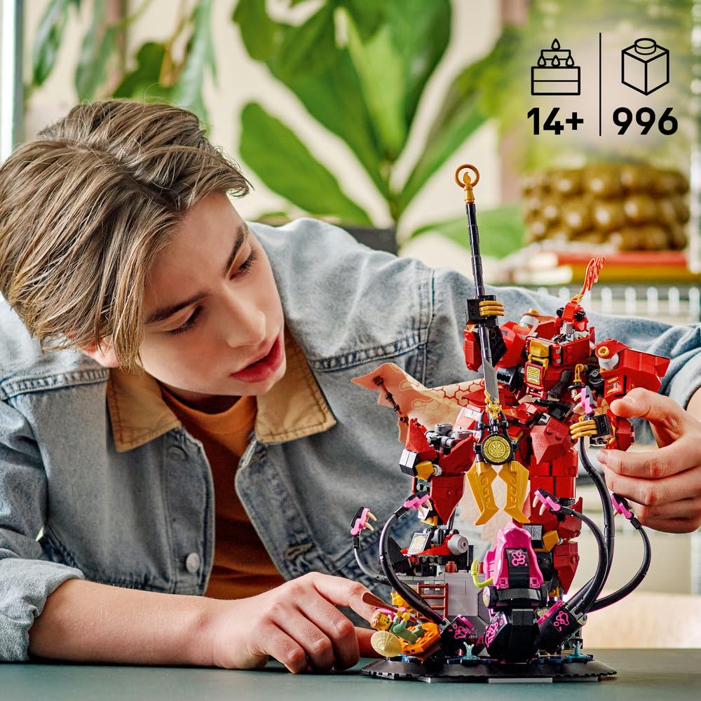 LEGO NINJAGO Mech ognistego rycerza 71846 | Duży mech ninja, model kolekcjonerski do ozdoby, prezent dla fana NINJAGO 14+, zestaw klocków konstrukcyjnych, 996 elementów