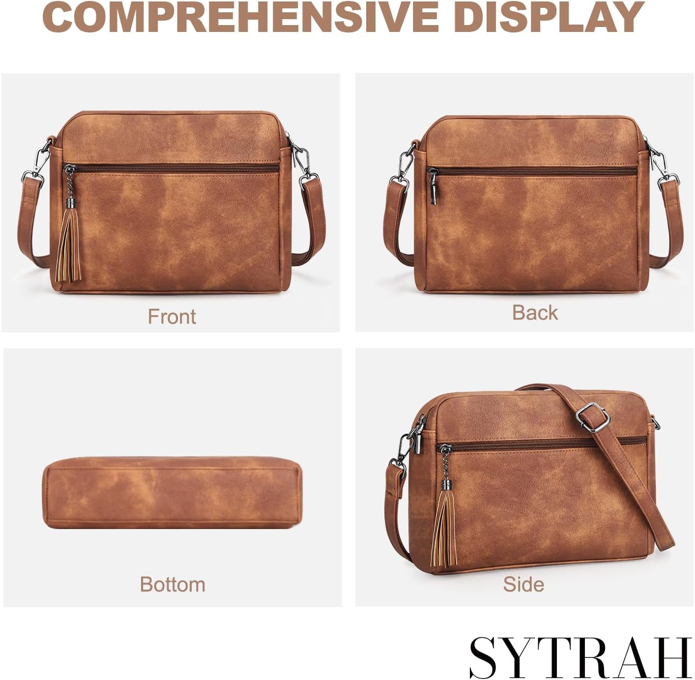 SYTRAH Crossbody Bags for Women, Lightweight Medium Crossbody Purse, Soft Leather Purses for Women Shoulder Handbags - Image 8