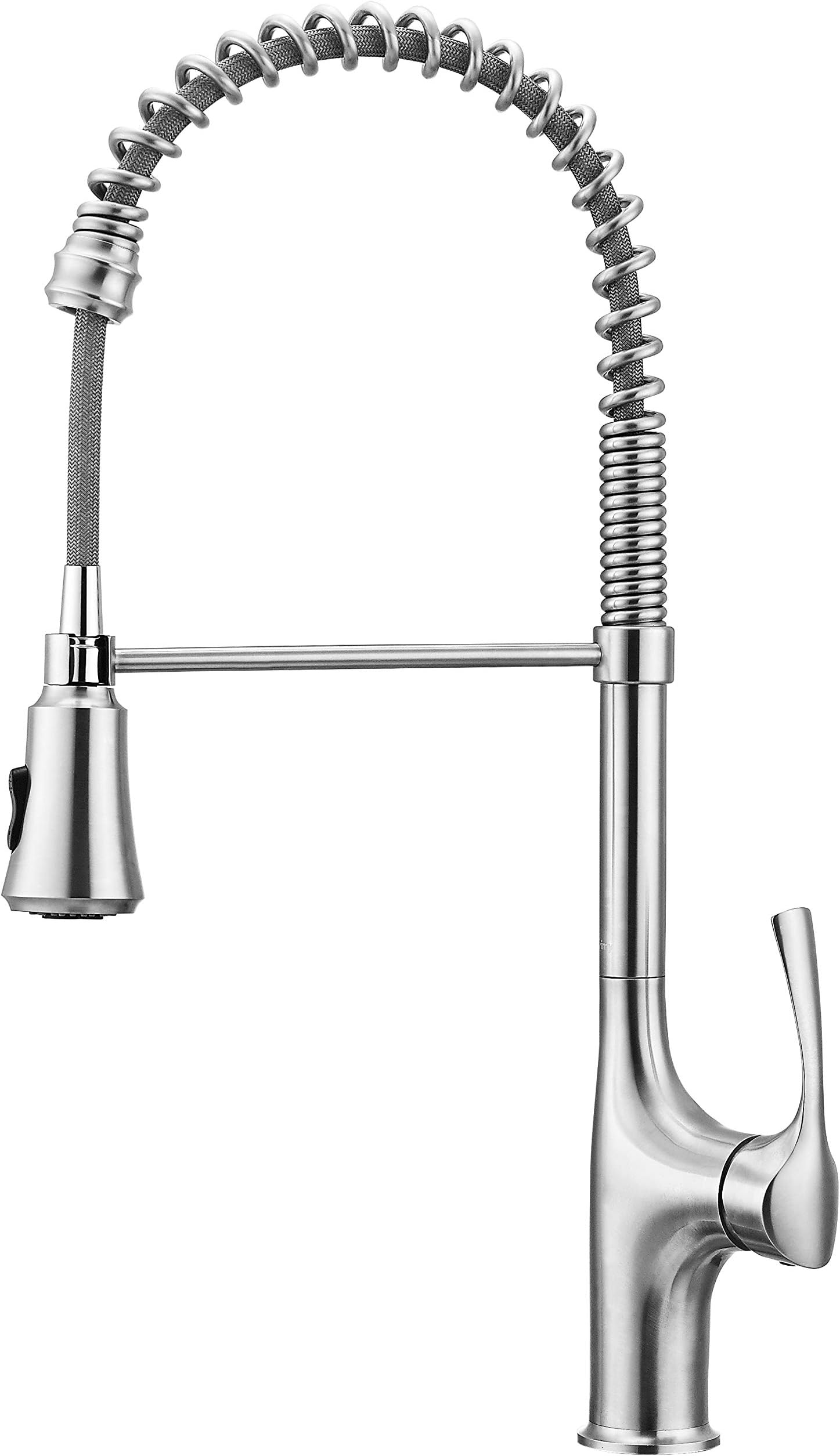 Primy Commercial Kitchen Faucets With Pull Down Sprayer Modern Heavy Duty Lead-Free Single Handle High-Arc Kitchen Sink Faucet With Deck Plate, Solid 304 Stainless Steel