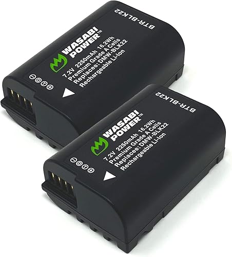 Wasabi Power Batería (paquete de 2) para Panasonic DMW-BLK22 y Panasonic Lumix DC-S9, DC-G9, DC-S5, DC-S5 II, DC-S5 IIX, GH5 II, GH6, S5II, S5IIX,