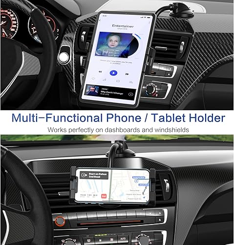 Miniatura 2 de Soporte para tablet de salpicadero de automóvil, cuello de cisne con brazo largo flexible para dispositivos de 4 a 13 pulgadas, iPad Pro Air Mini,