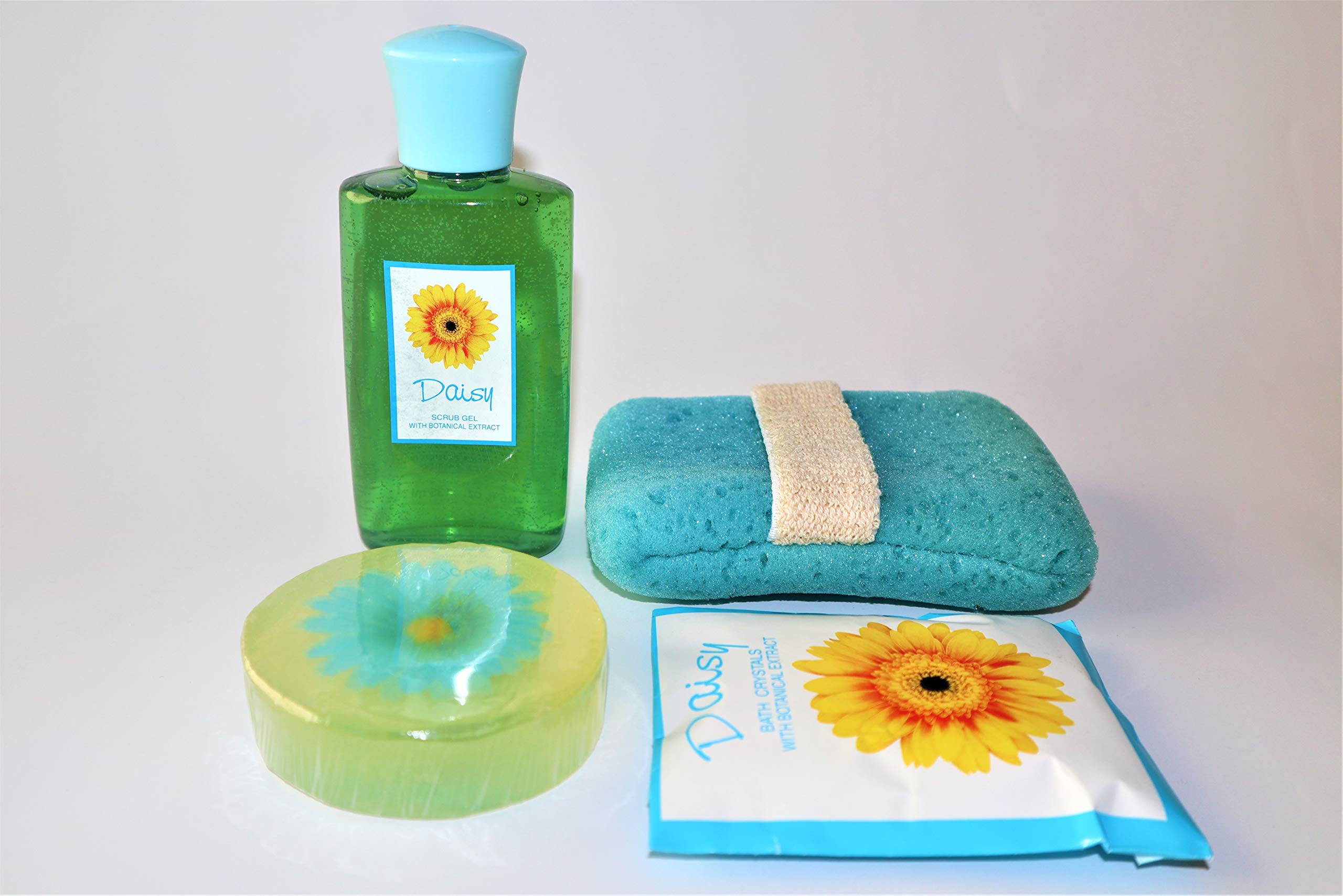 Bath Gift Set | Glycerin bar soap, Hand sponge, Bath fizzer and Bubbles, Perfect for Bubble & Spa Bath. for Kids, Gifts idea for Her/Him, Boys, Girls, Babies, Daisy gift set
