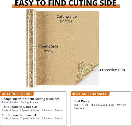 Miniatura 248 de HTVRONT - Rollo de vinilo termotransferible, 12 in x 8 ft, para diseños en camisetas, fácil de cortar y despegar, para planchar y máquinas Cricut