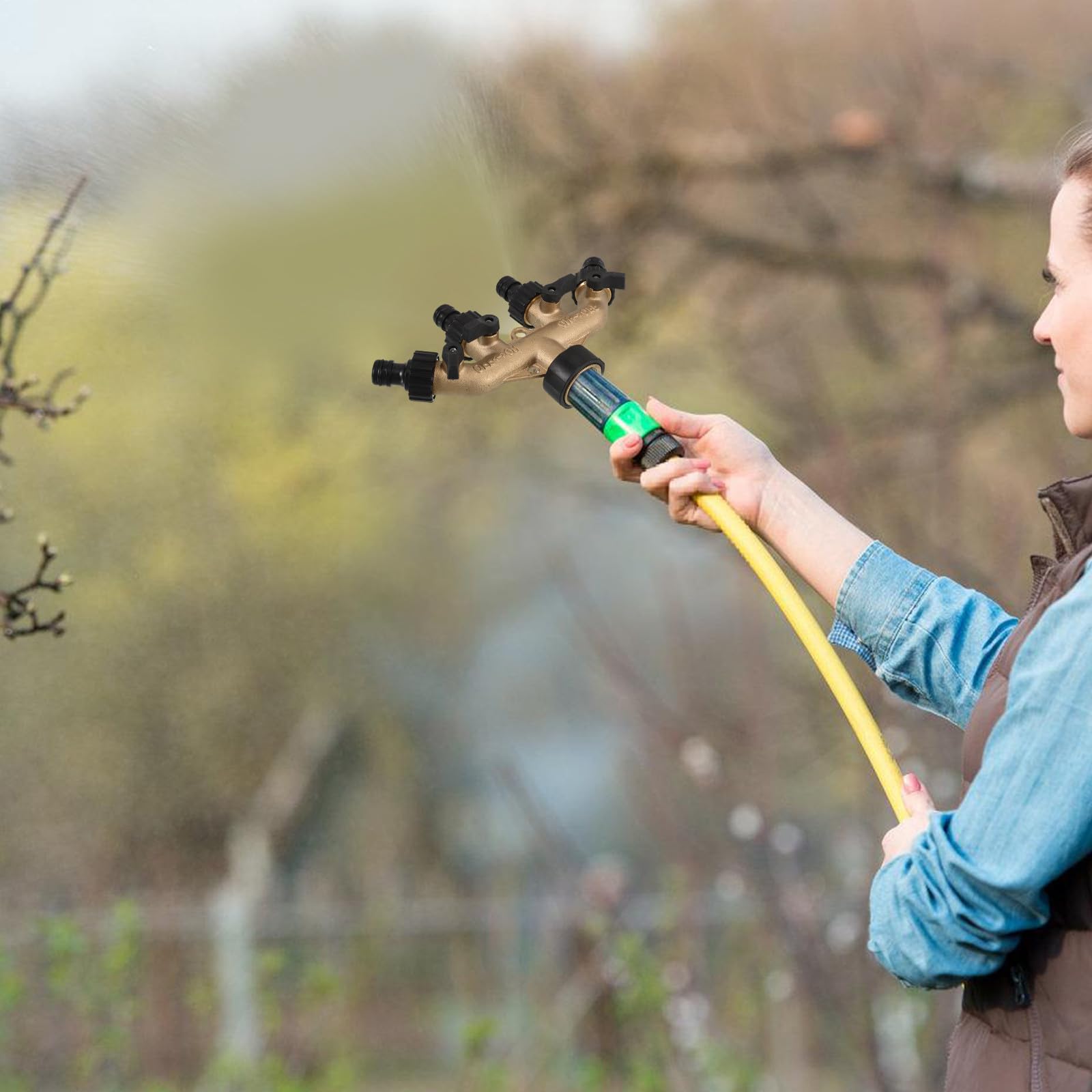4-Wege Gartenschlauchverteiler aus Messing für Gartenbewässerung
