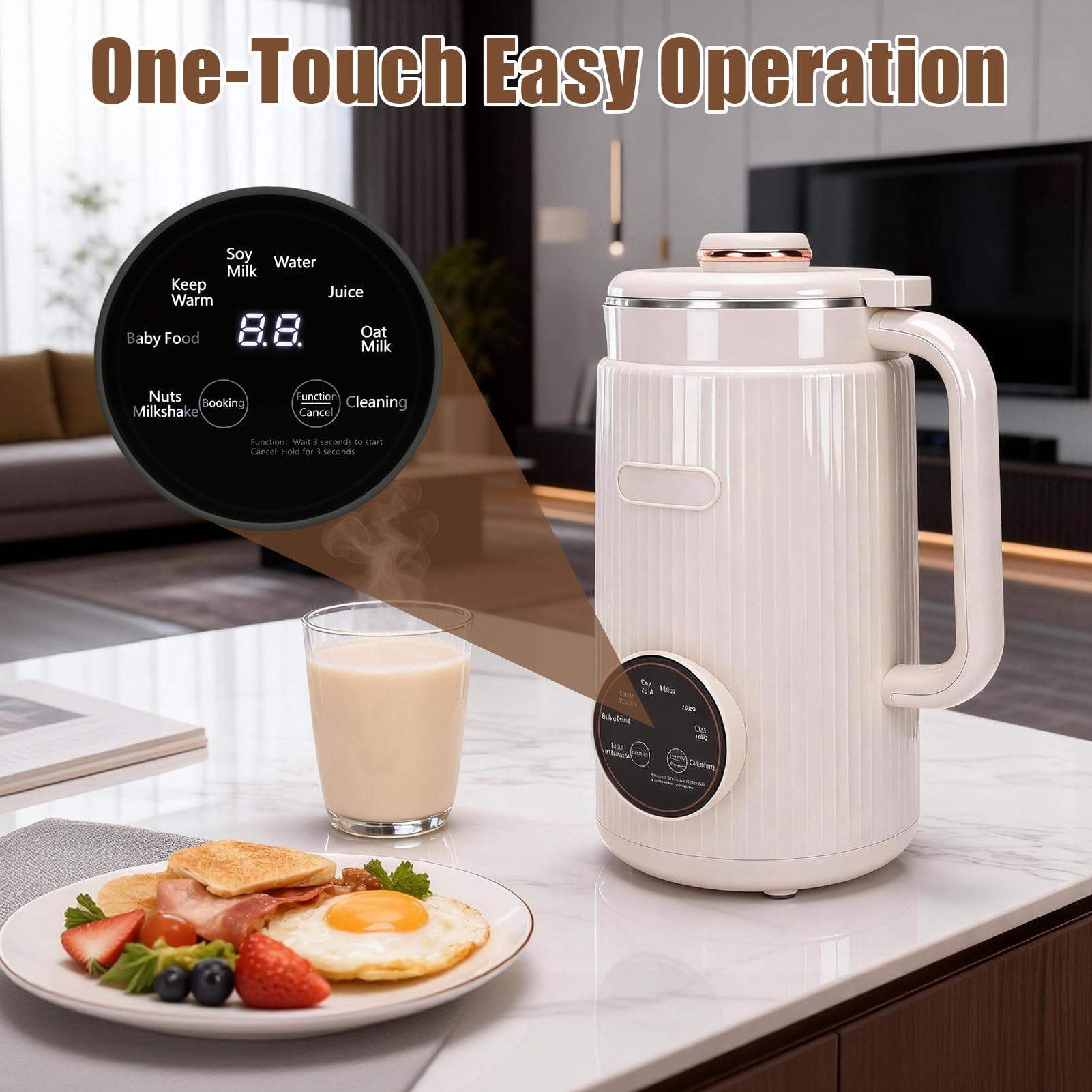 Machine à Lait Végétaux, Machine à Lait de Noix Automatique 1200 ml avec Contrôle de la Température à 12 Lames, Machine pour Lait Végétal Fait Maison sans Lactose pour Avoine, Soja, Noix, Fruits