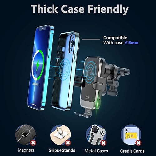 Miniatura 6 de Soporte de cargador de coche inalámbrico de carga rápida de 15 W - Soporte para teléfono con sujeción automática del parabrisas para salpicadero de