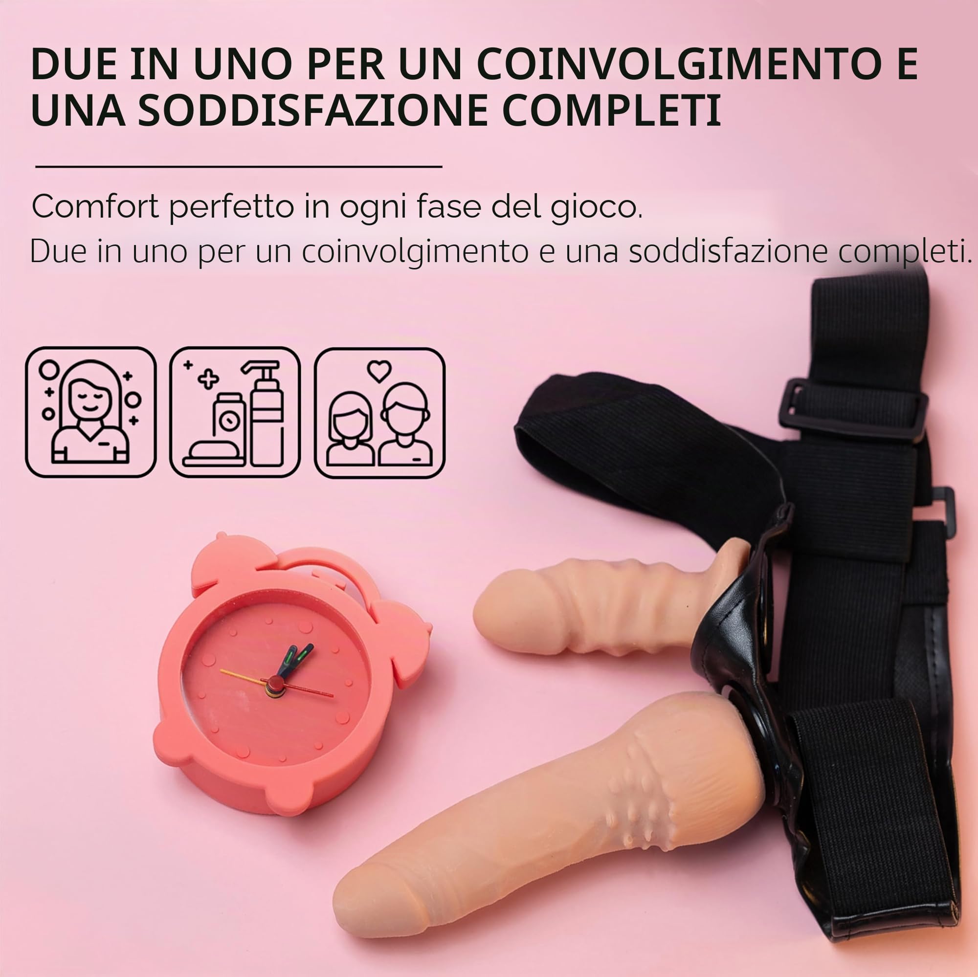 FOPS Strap On per Donne Doppio con 2 Dildo 16cm 4cm e 10cm 3.5cm ABS TPR Impermeabile Strap On per Coppie Lesbica Uomo Regolabile Massimo Piacere Intenso D24-11