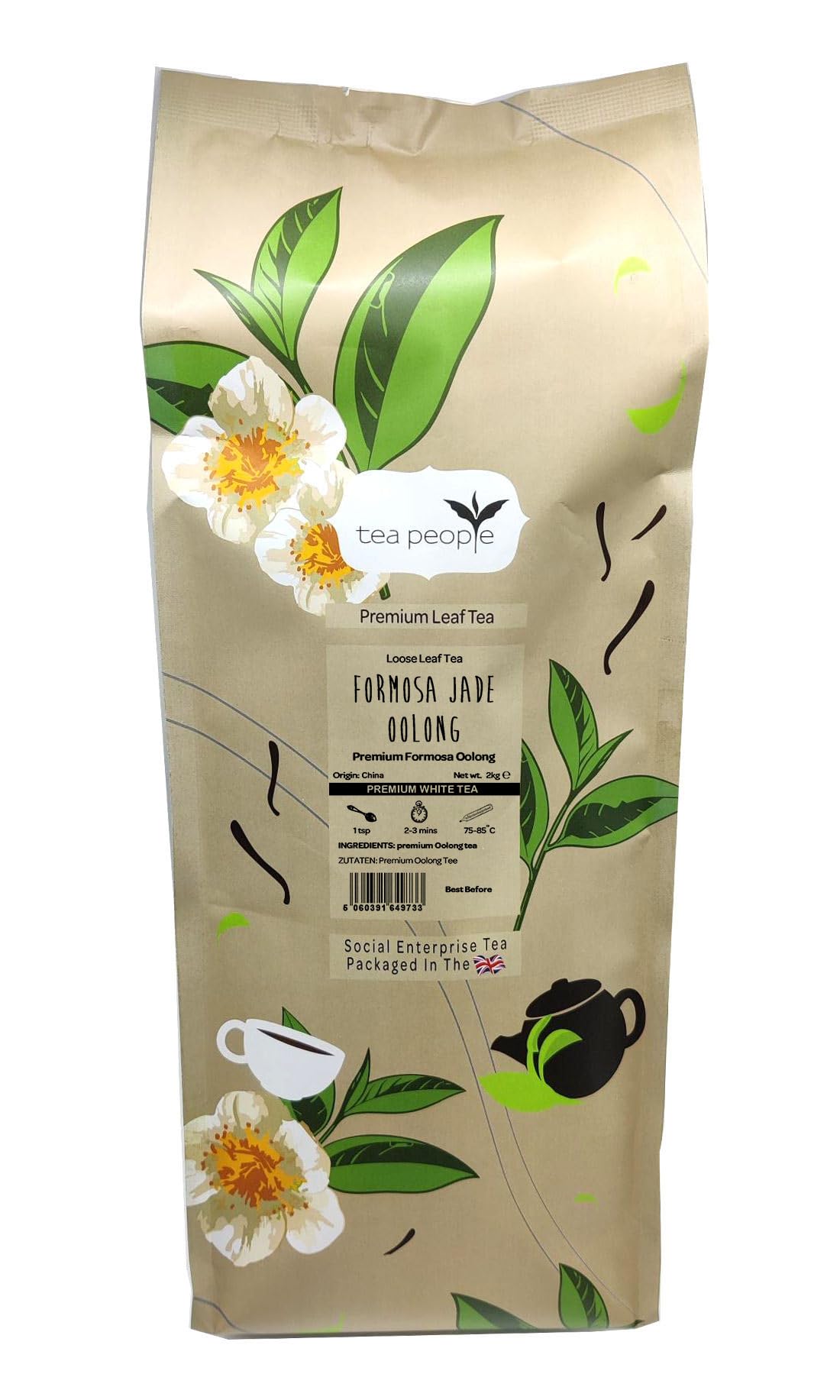 Tea People Formosa Jade Oolong, Loose Leaf Oolong Tea In A Large Catering Pack, 2 kg