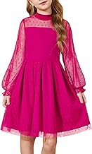 Arshiner Girls Dresses Contrast Mesh Puff Long Sleeve Mock Neck Formal Party A Line Short Tulle Dress