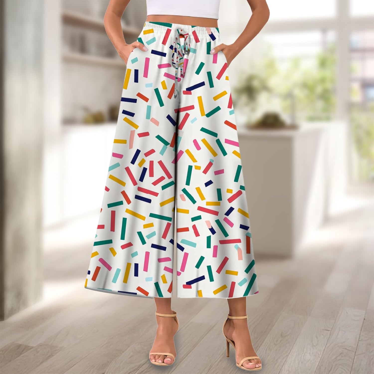 Oversized Pants for Women Casual Adjustable Drawstring Summer Comfortable Outfit Lightweight Wide Leg Pants - Image 2