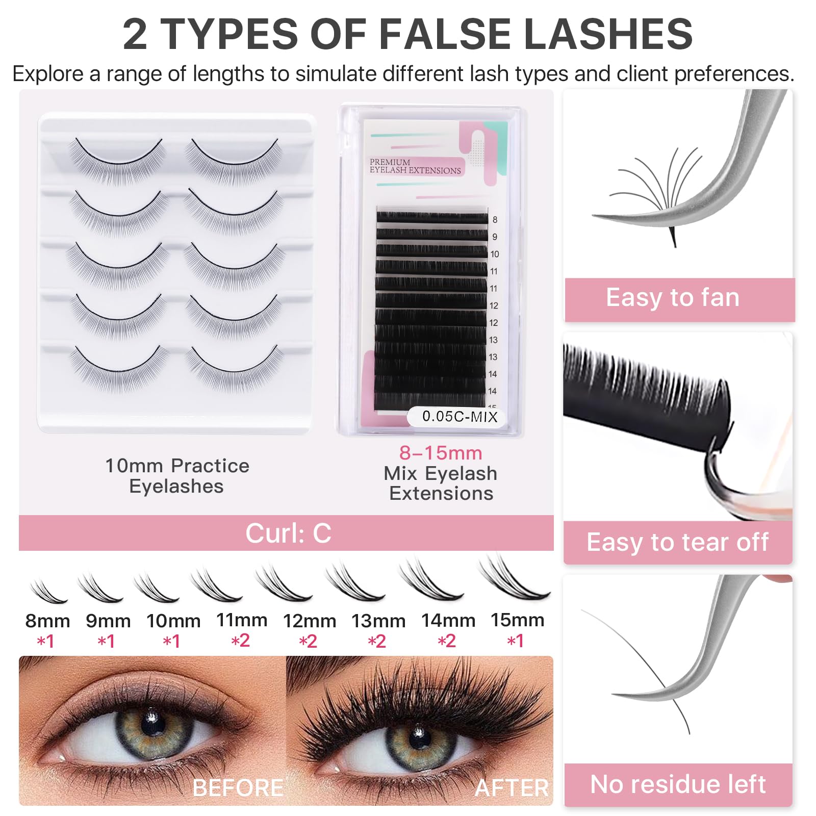 Eyelash Extension Training Kit with Mannequin Head and Tools