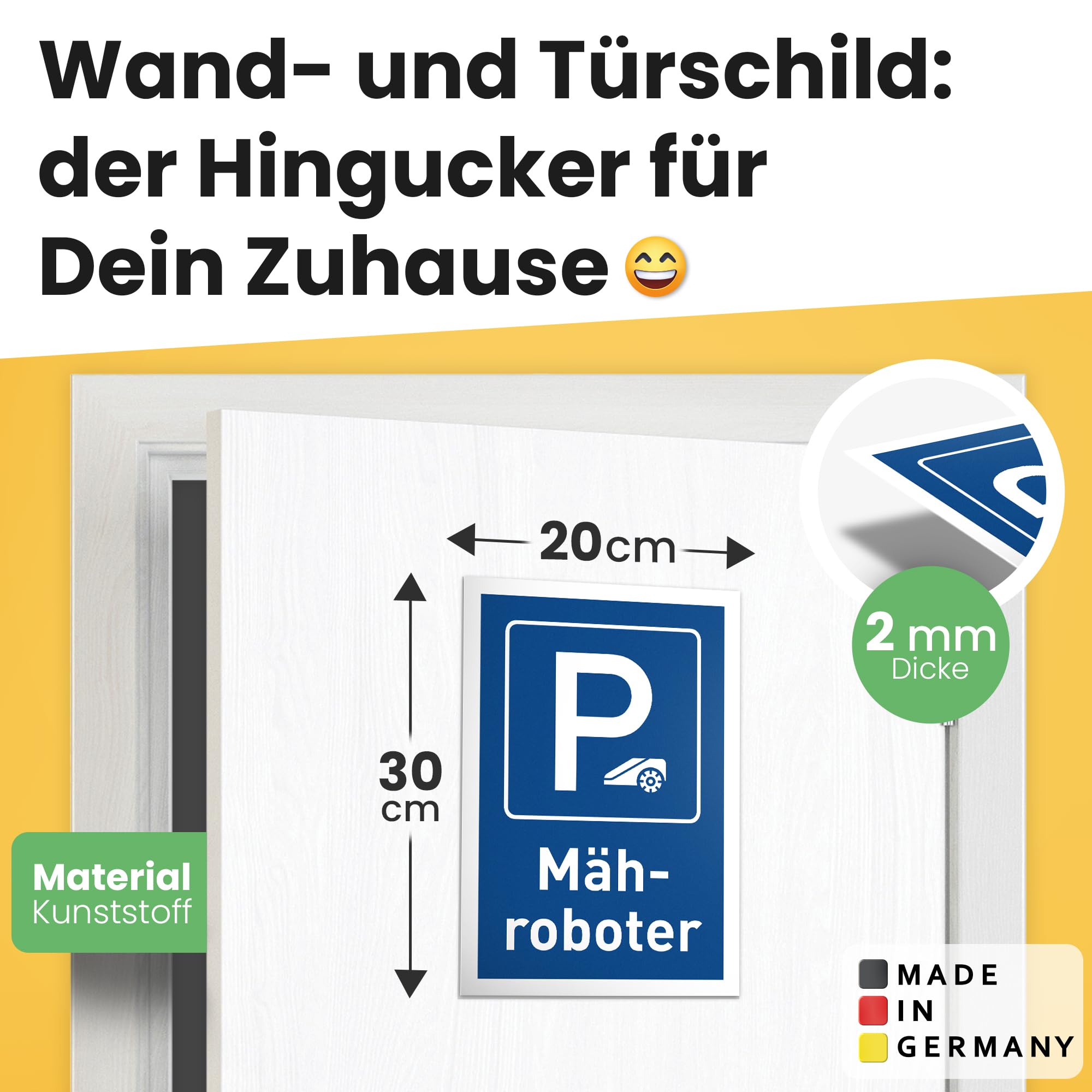 DankeDir! Parking Robotic Lawnmower Sign 30 x 20 cm Funny Sign for Garden and Lawns Weatherproof and Durable Lawn Mower Robot Lawn Robot - Image 2