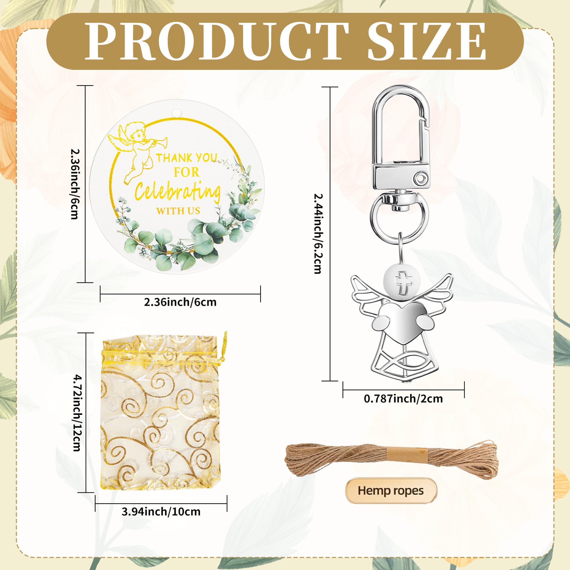 12 Piezas Llavero De Ancla De Regalo De Boda Llaveros De Regalos Llavero Estilo áNgulo+Bolsa Organza+Etiqueta Kraft Para Regalos De Bautismo,Regalo De Agradecimiento De Invitado (ángel)