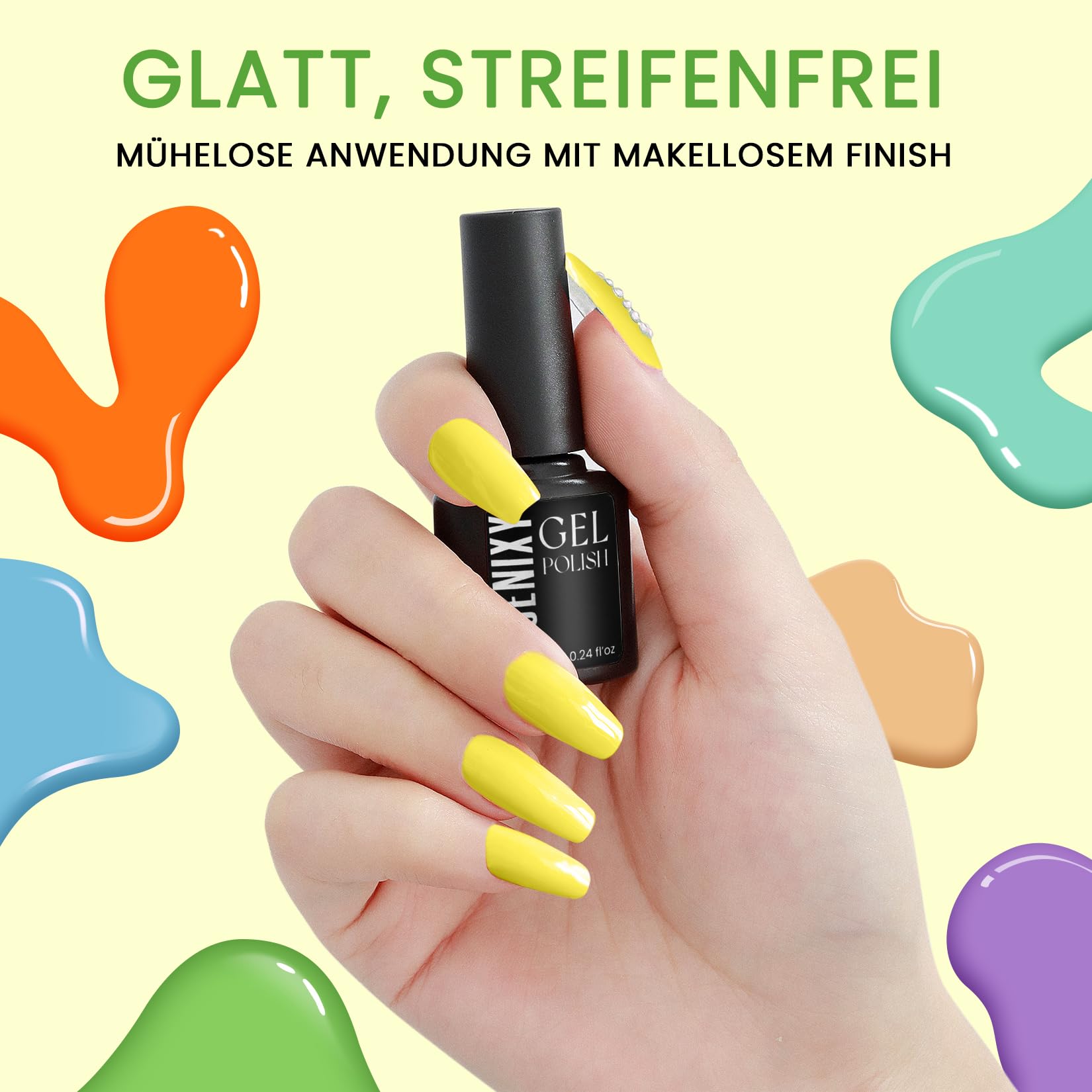 Phoenixy 60 Stück U V Nagellack Set, 54 Farben Nagelset Gelnägel Starterset mit 48W U V/LED Nagellampe Gelnägel Starterset mit Unterlack Überlack Geschenk für Frauen