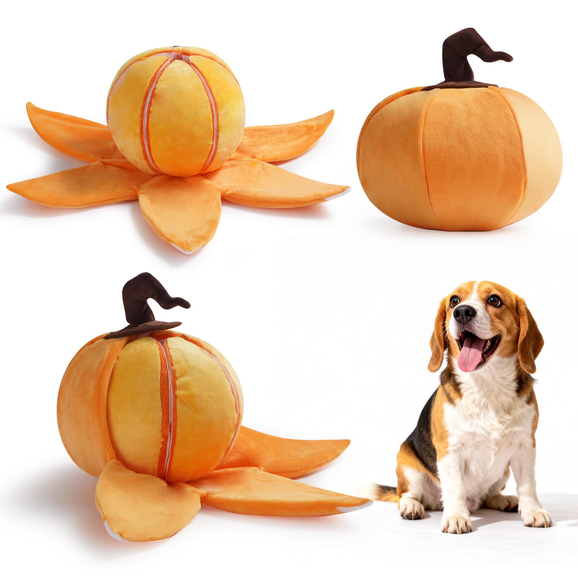Nocciola Pumpkin Puzzle Dog Toys, Snuffle Interactive Dog Toy for Small Dogs, Puppy Squeaky Toy with Crinkle Papers, Hide and Seek Toy for Boredom