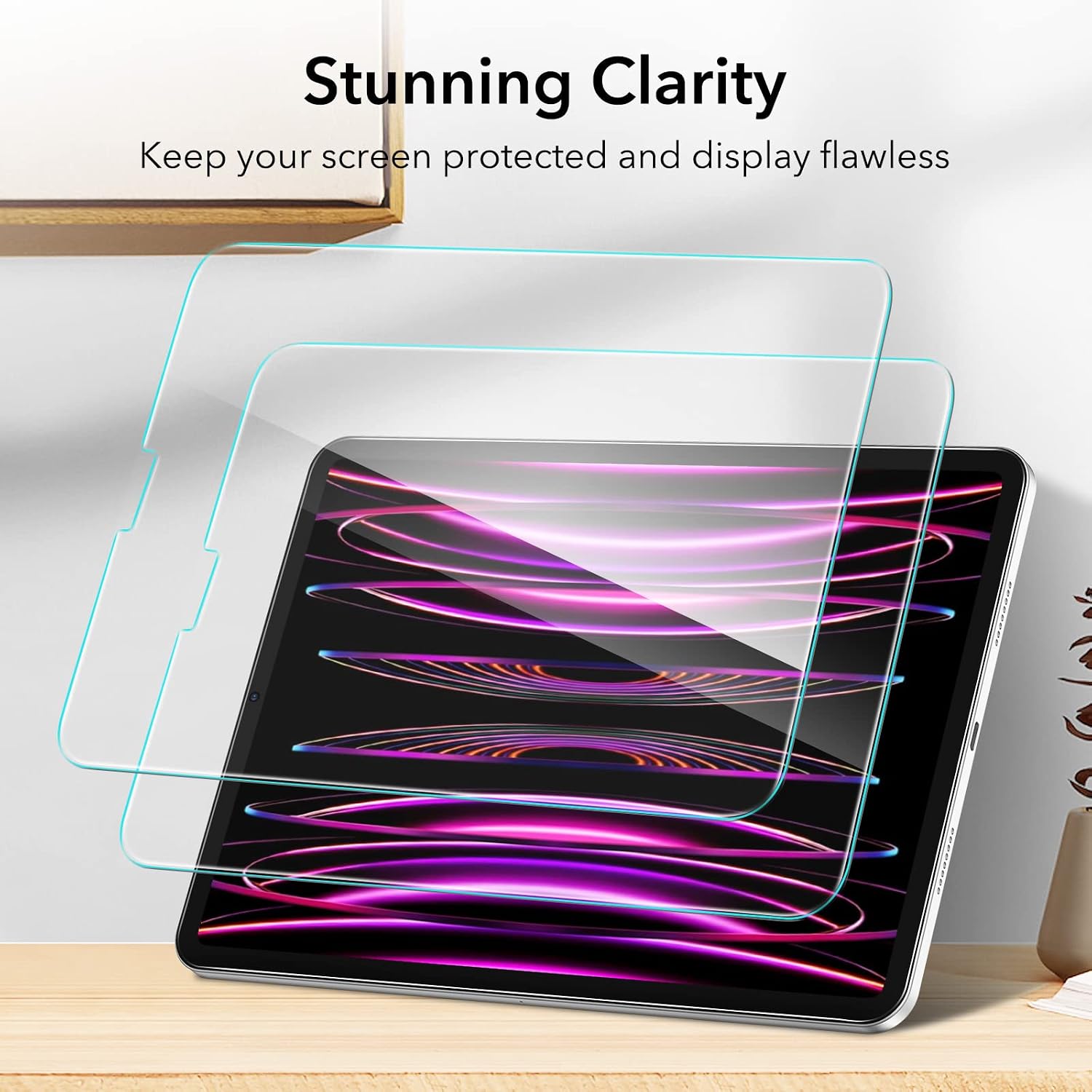 ESR Screen Protector Compatible with iPad Pro 12.9 Inch (2022/2021/2020/2018), Tempered-Glass Film with Alignment Frame, Scratch Resistant, HD Clarity, 2 Pack