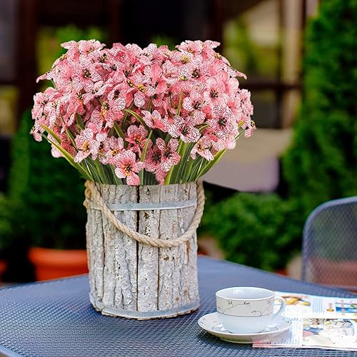 Miniatura 6 de HDZWBNFY Flores artificiales para exteriores, 12 racimos de flores artificiales resistentes a los rayos UV, utilizadas para decoración (blanco)