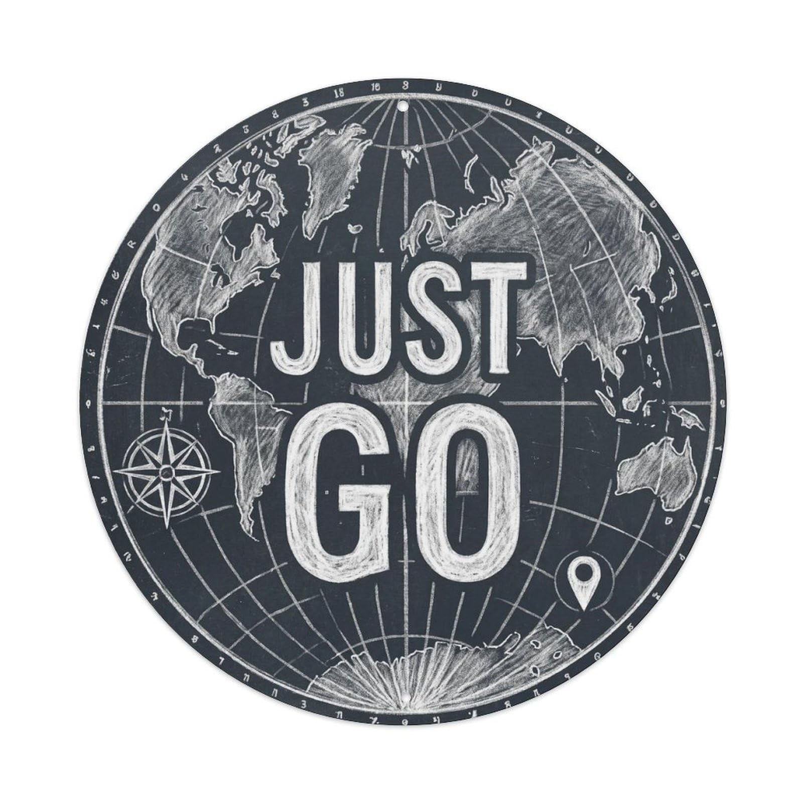 Yrnq 8X8inch Vintage Style Vintage World Map With Compass Just Go Surge Metal Tin Sign
