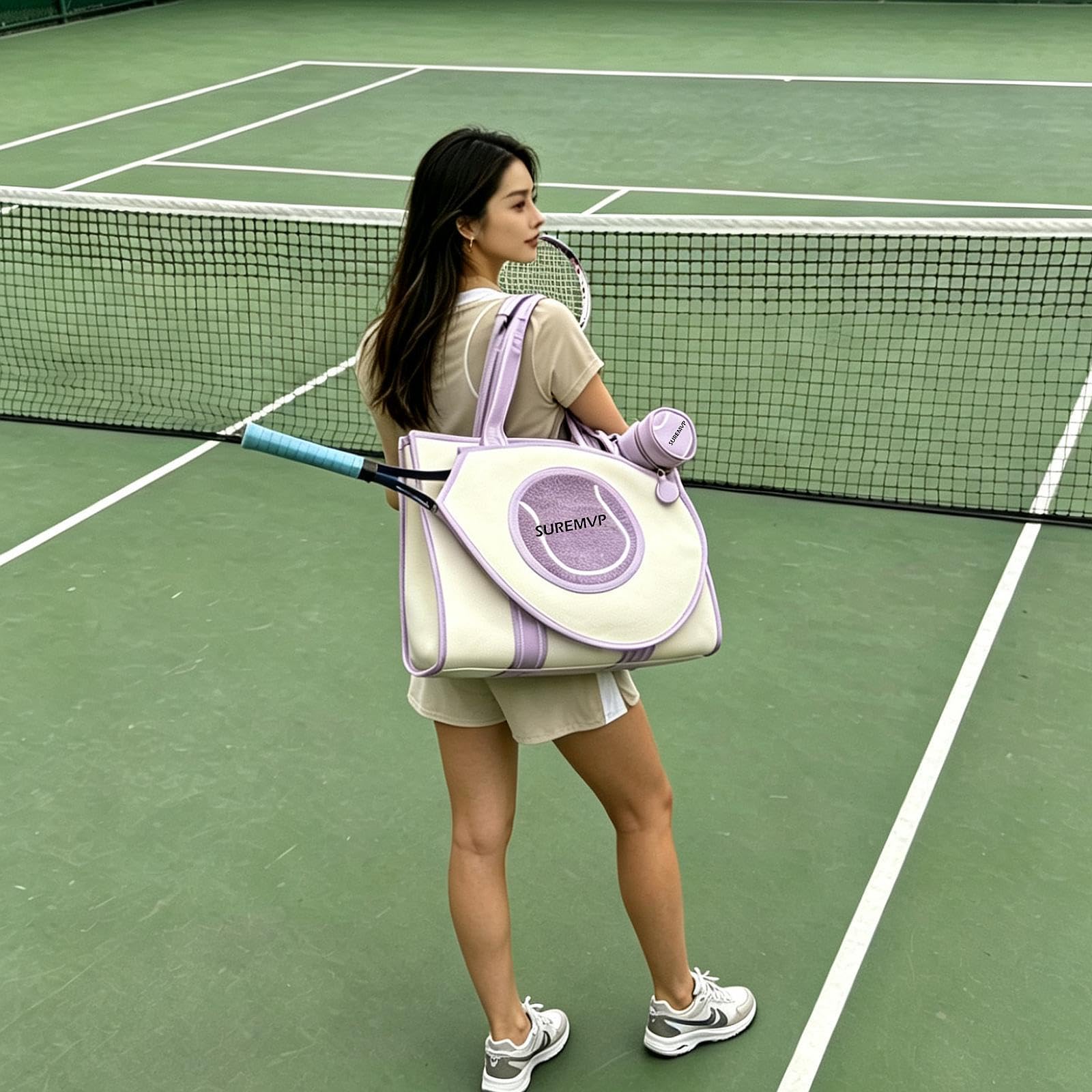 Borsa da Tennis, Borsa Sportiva per Esterni per Tennisti, Materiale PU Impermeabile, Leggera, con Cerniera, Adatta per Ciclismo, Palestra E Altro.