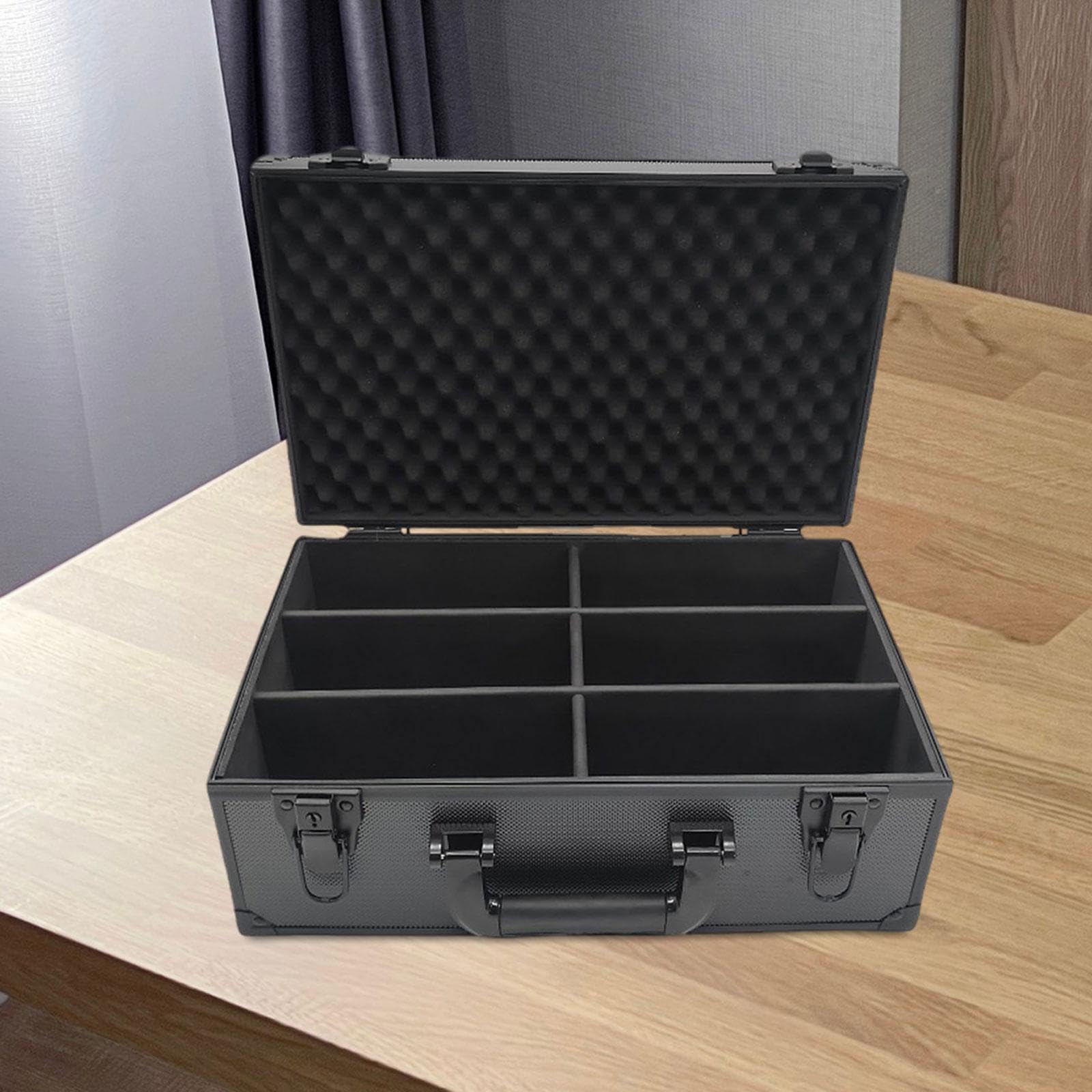 Kartenaufbewahrungskoffer Sammelkarten Aufbewahrungsbox mit Trennwänden Kartenhalter Hartschalen Etui Aluminiumlegierung für Sammler Aufbewahrung, 380x270x140mm