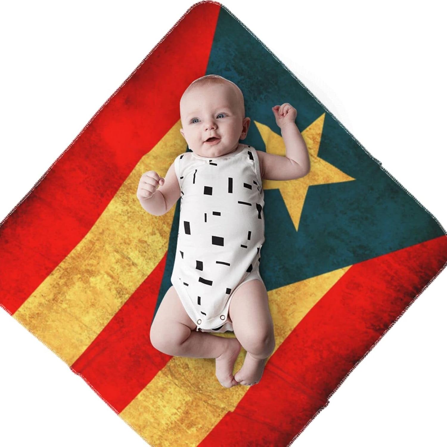 Puerto Rico Flag Baby Blanket Toddler Unisex Neutral Swaddle Wrap Receiving Blanket for Infant