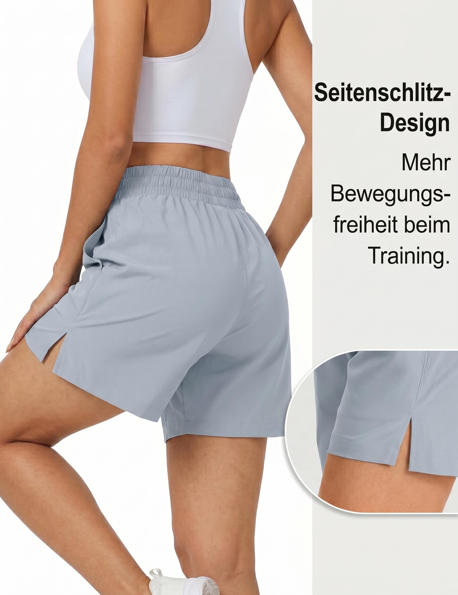 2er Pack Damen Laufshorts 5" – Schnelltrocknend Kurze Sporthose mit Taschen – Basic Fitness Shorts Doppelpack für Sommer & Sport